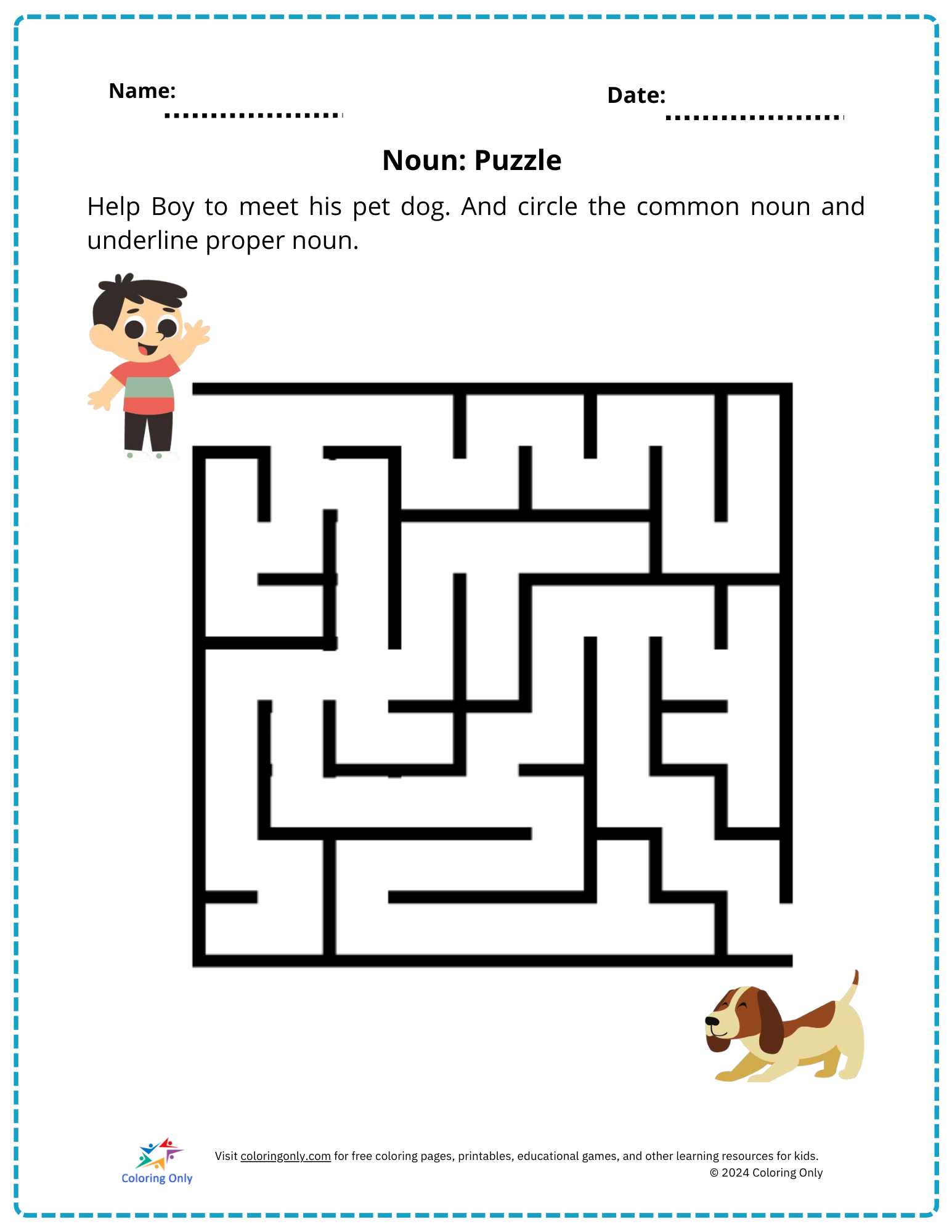 Noun: Puzzle Free Printable Worksheet