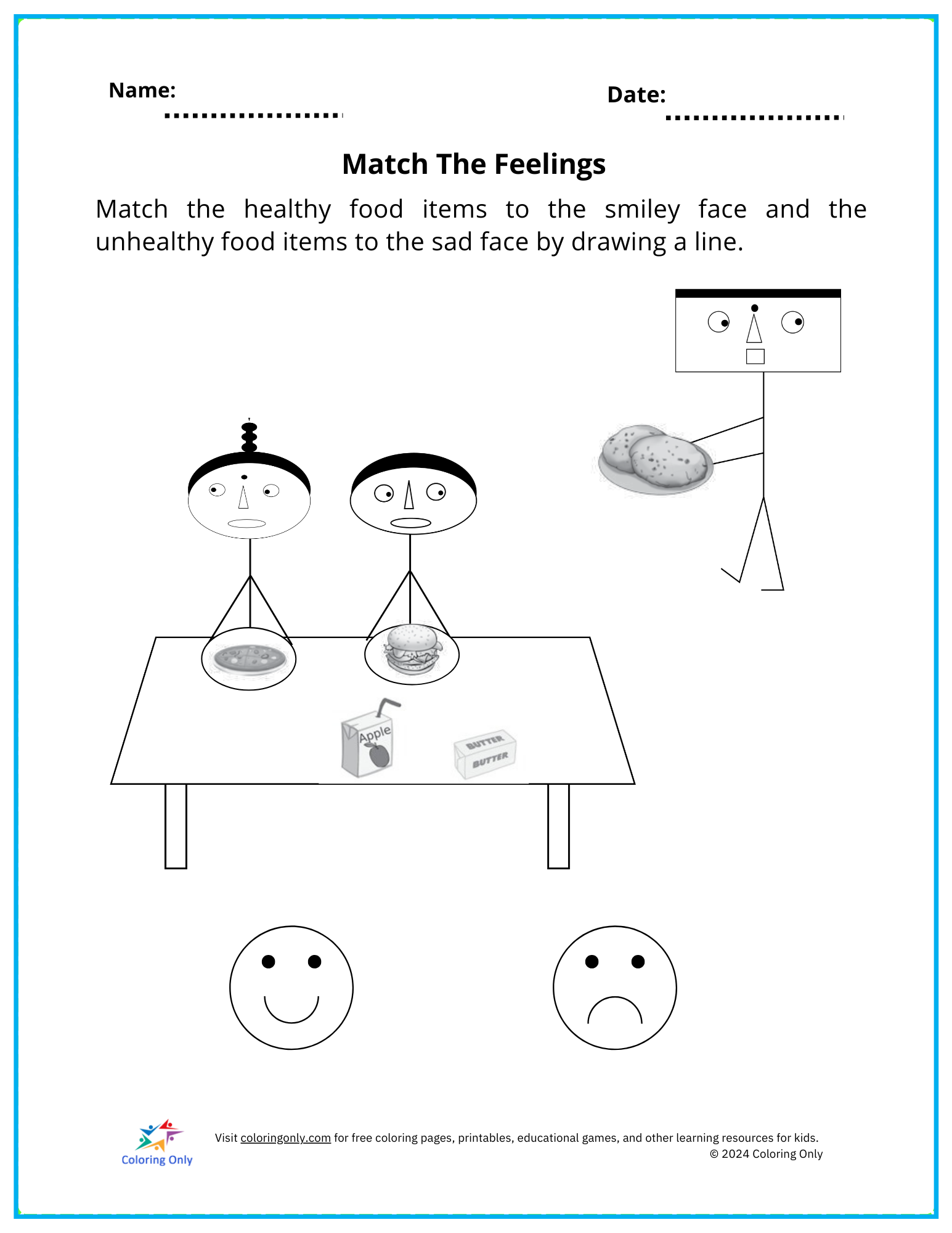 Match The Feelings Free Printable Worksheet