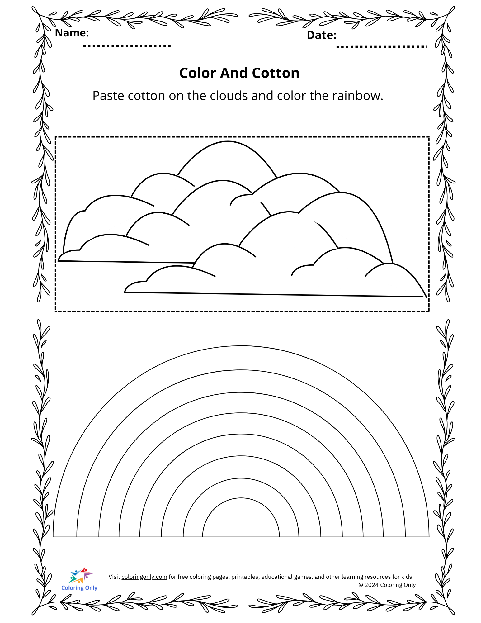 Color And Cotton Free Printable Worksheet