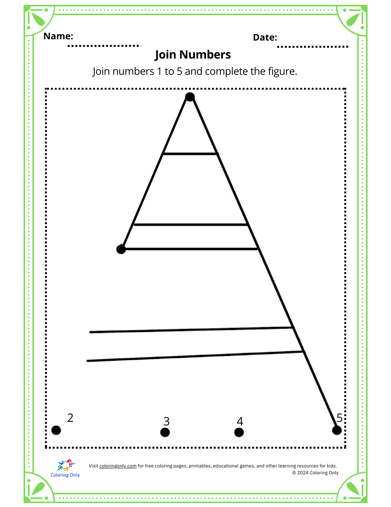 Join Numbers Free Printable Worksheet