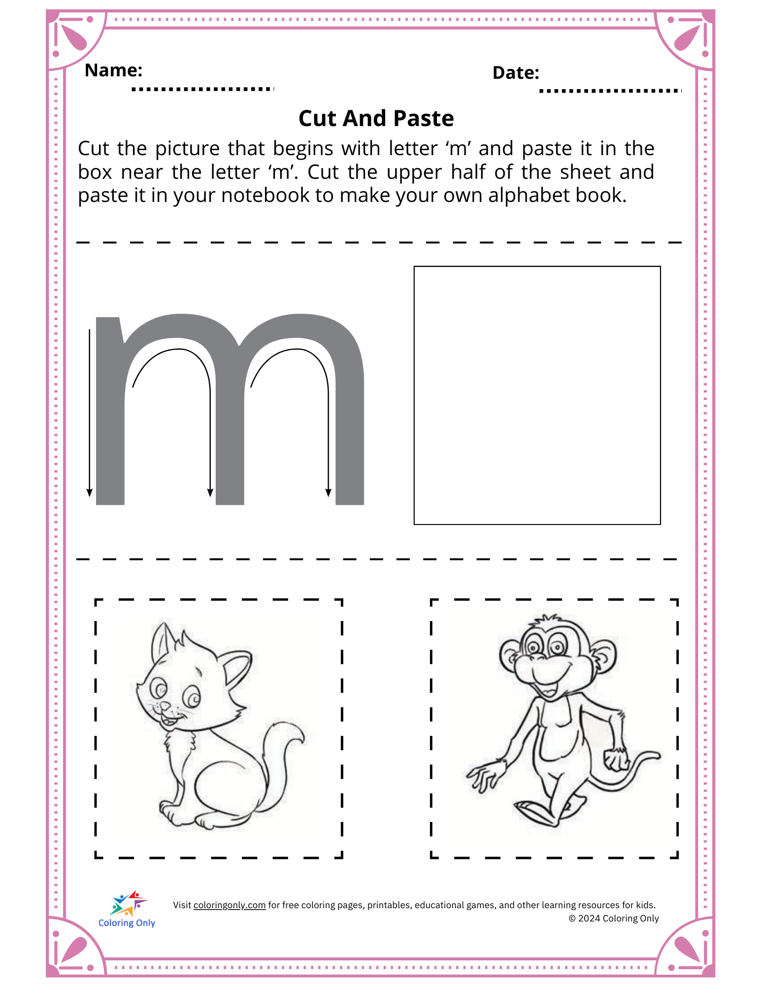 Cut And Paste Free Printable Worksheet