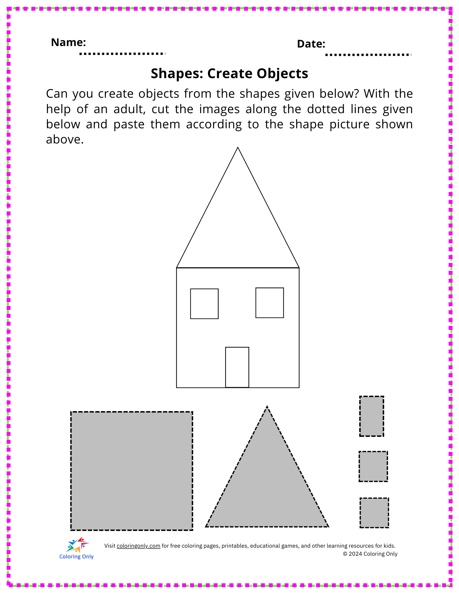 Shapes: Create Objects Free Printable Worksheet