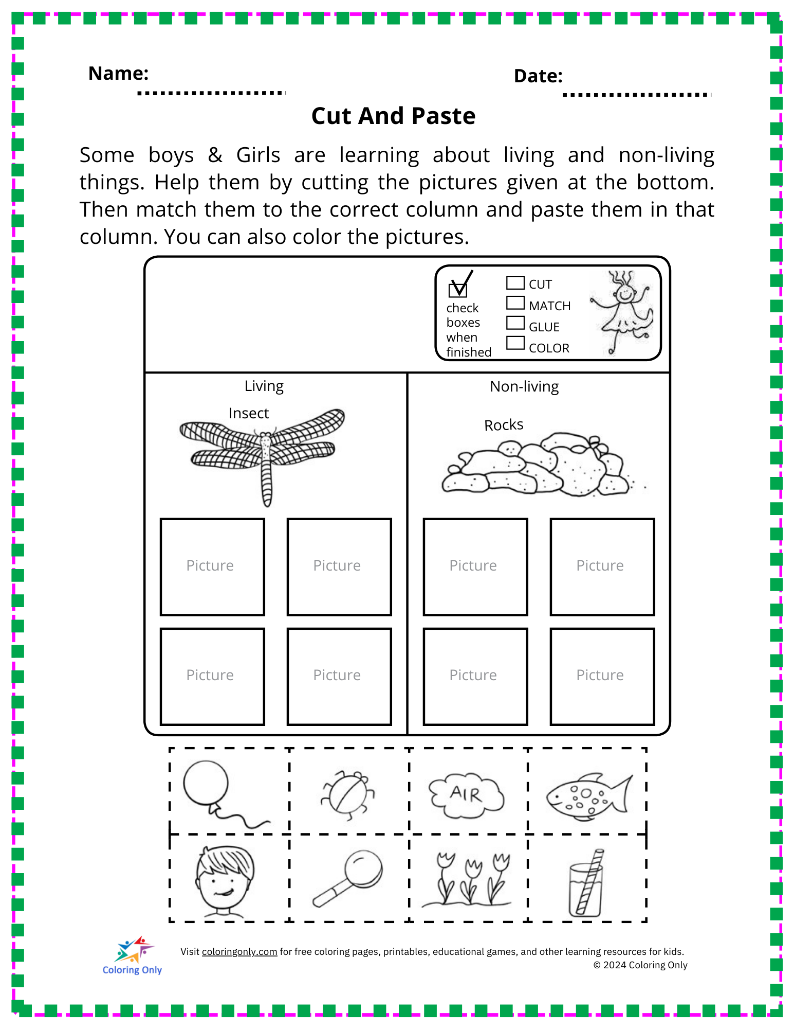 Cut And Paste Free Printable Worksheet