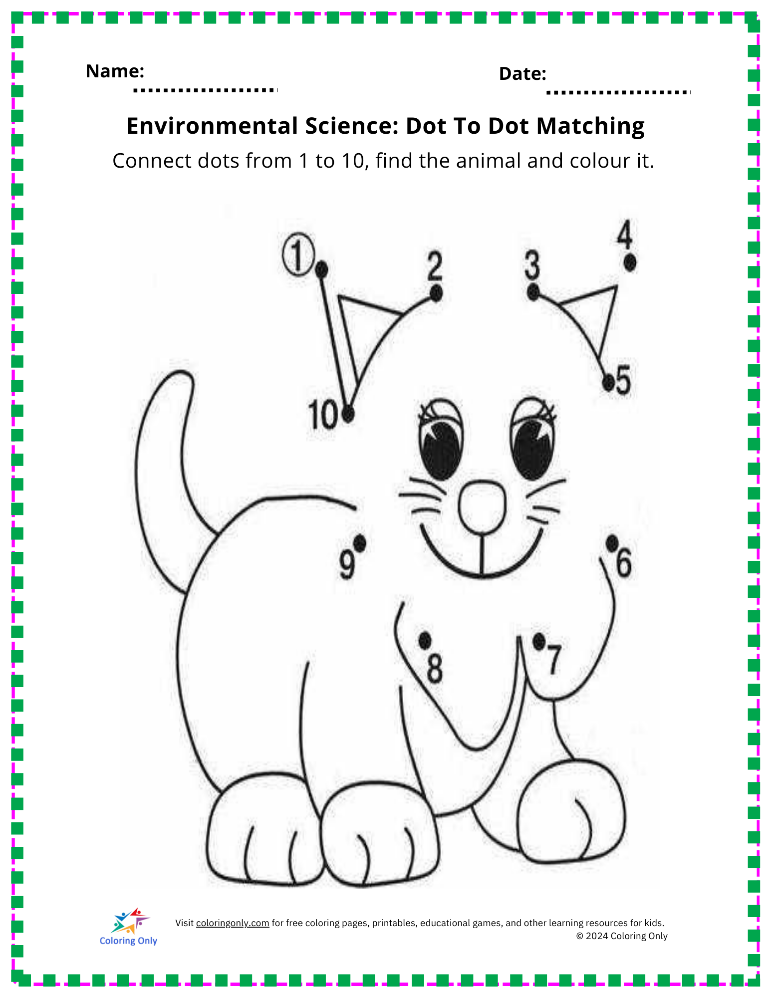 Environmental Science: Dot to Dot Matching Free Printable Worksheet