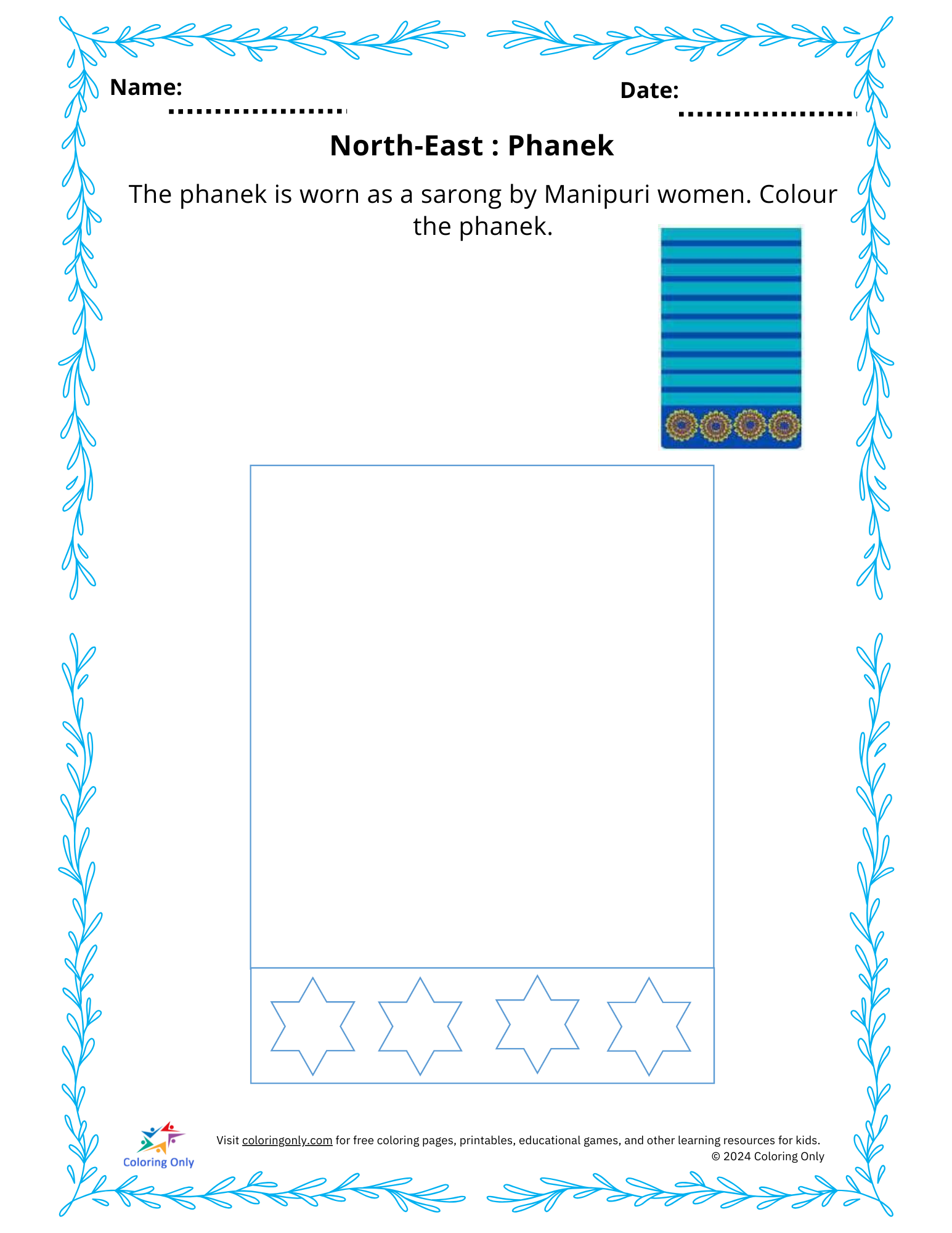 North-East: Phanek Free Printable Worksheet