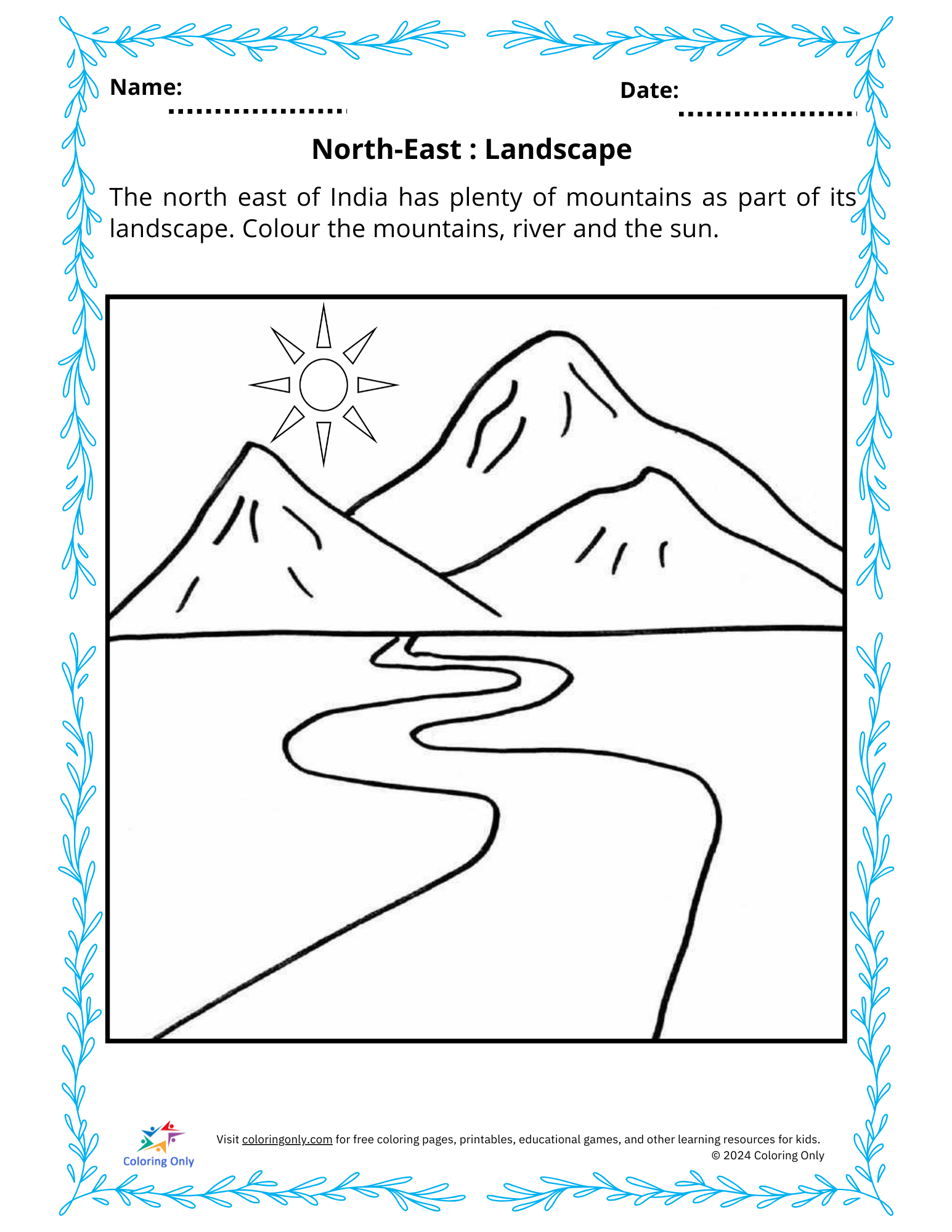 North-East: Landscape Free Printable Worksheet