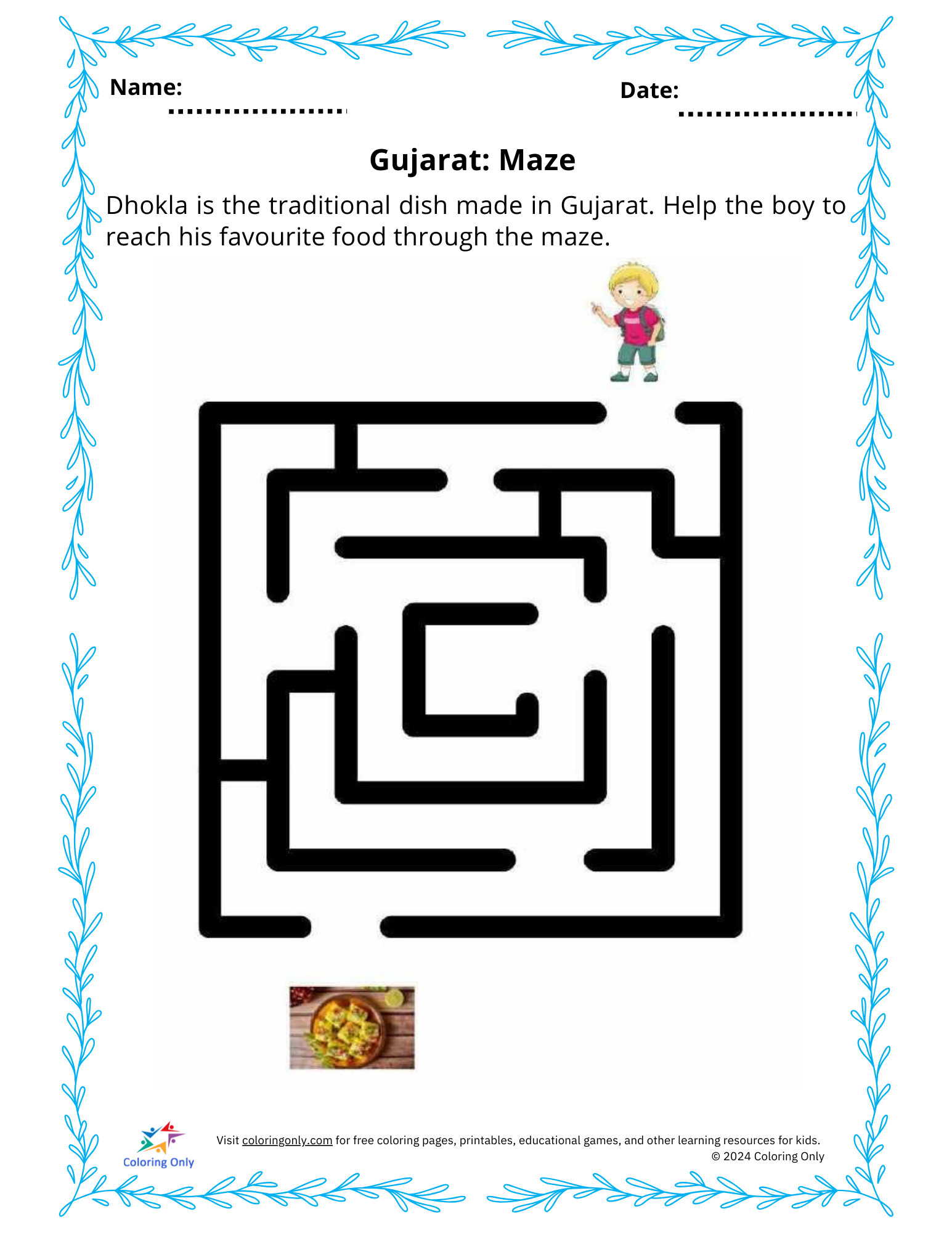 Gujarat: Maze Free Printable Worksheet