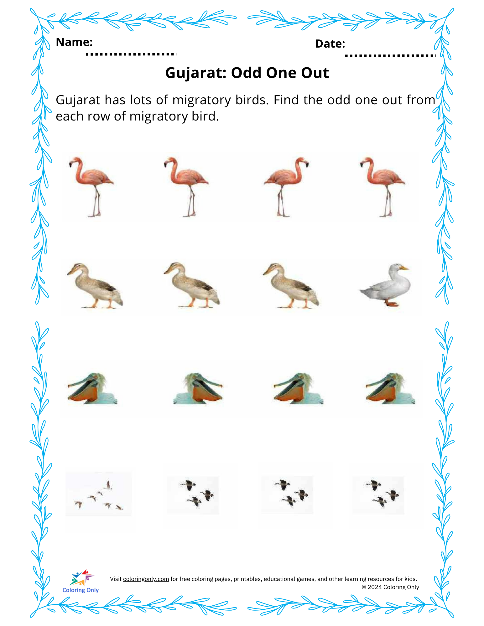 Gujarat: Odd One Out Free Printable Worksheet