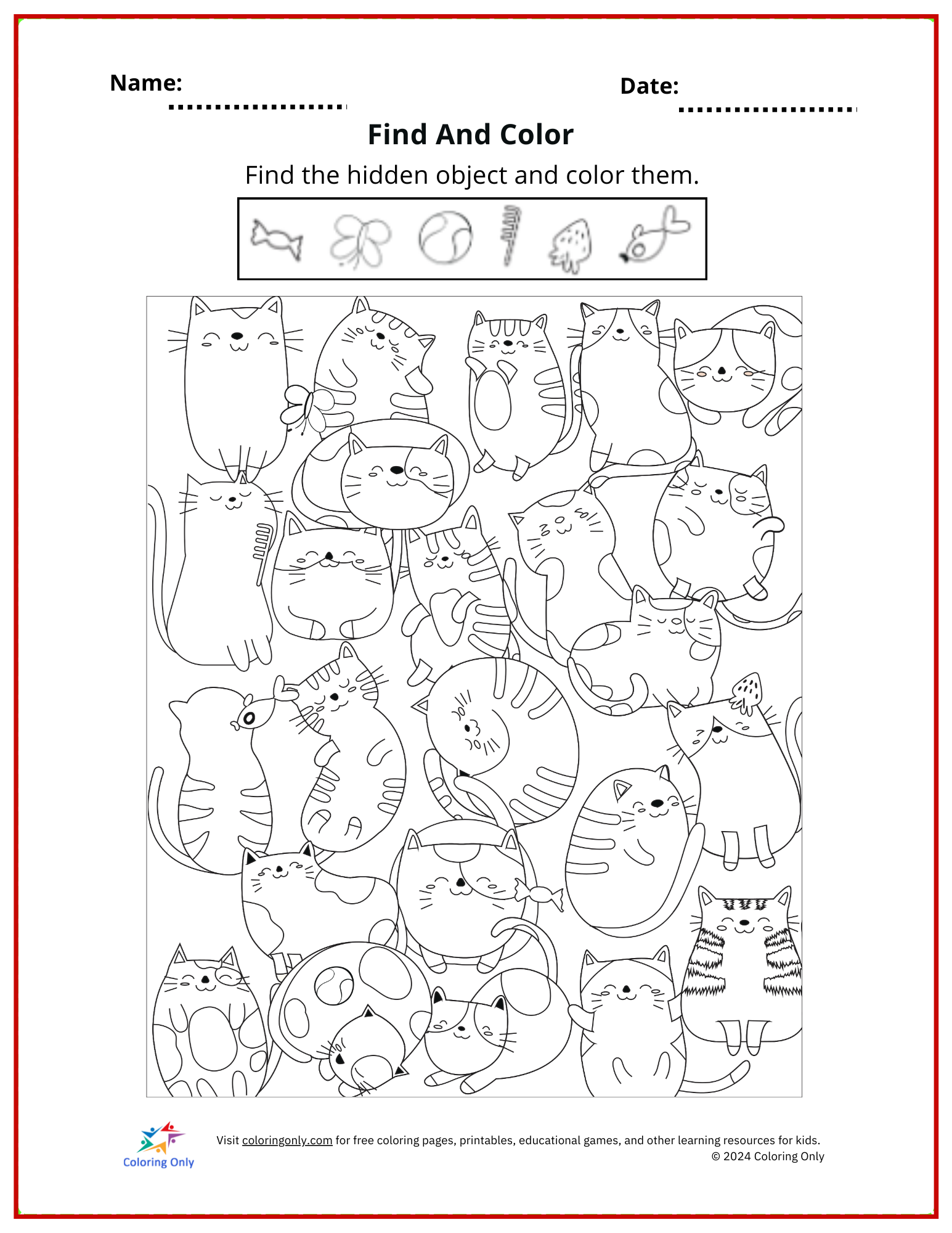 Find And Color Free Printable Worksheet