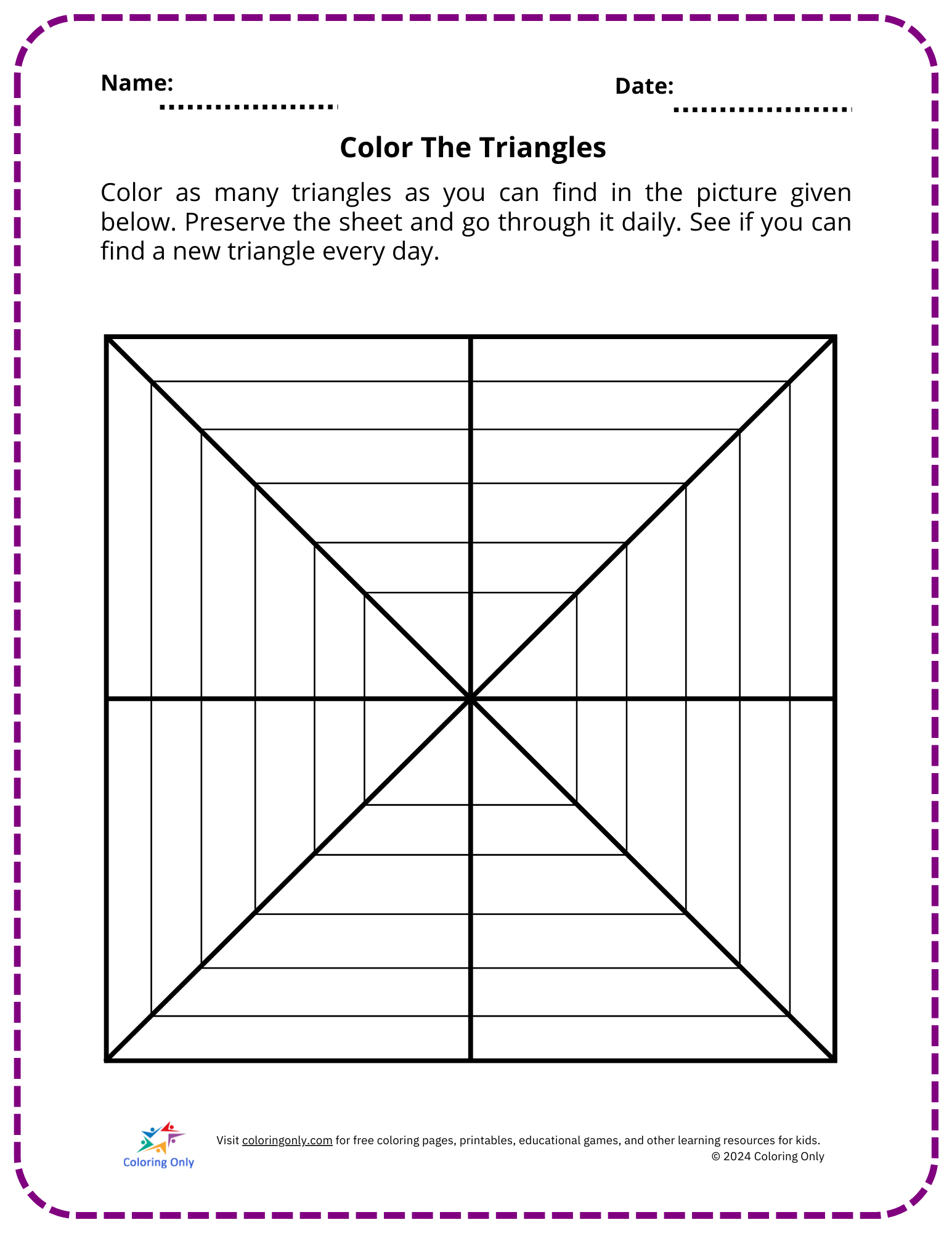 Color The Triangles Free Printable Worksheet