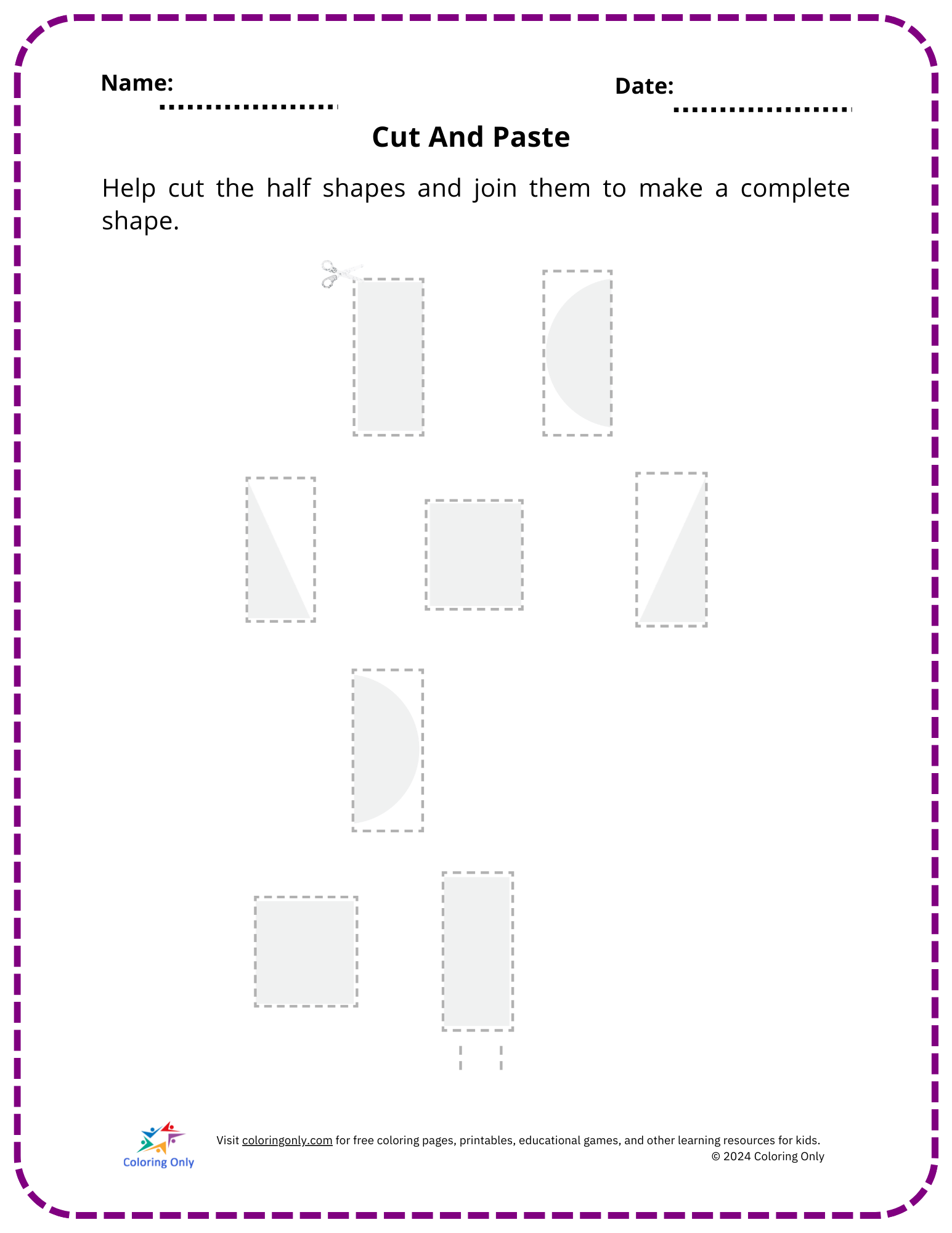 Cut And Paste Free Printable Worksheet