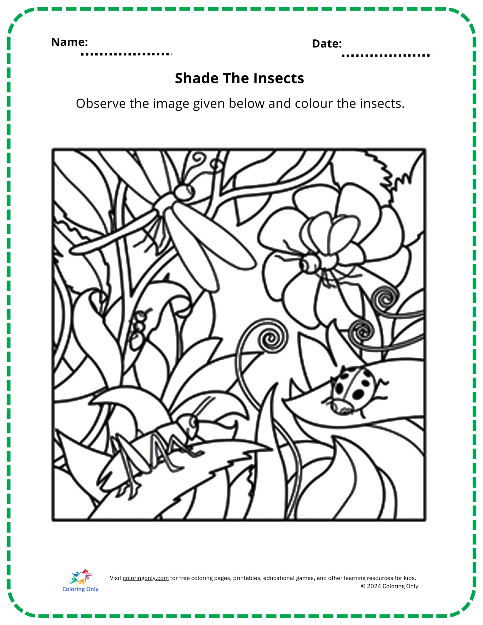 Shade The Insects Free Printable Worksheet