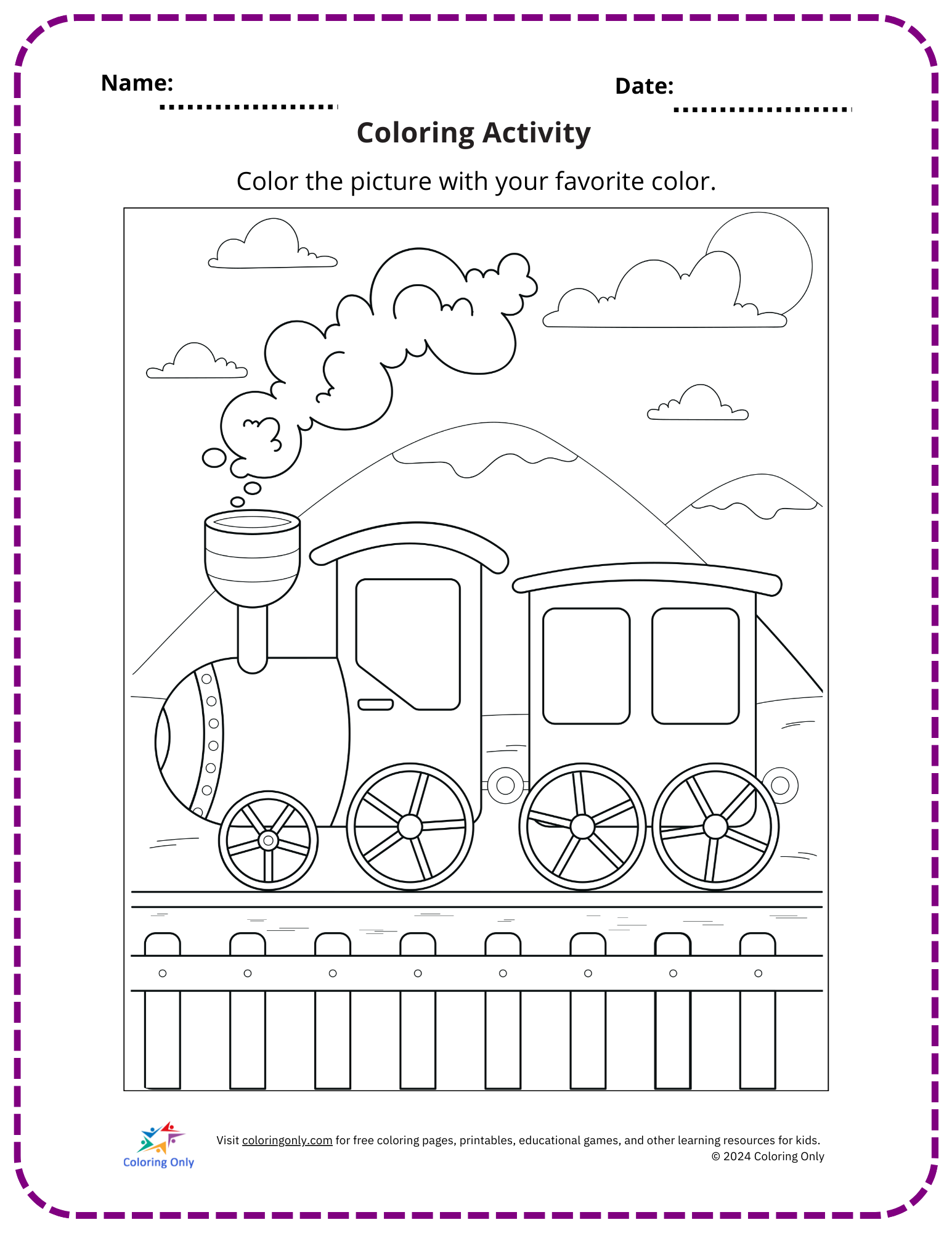 Coloring Activity Free Printable Worksheet