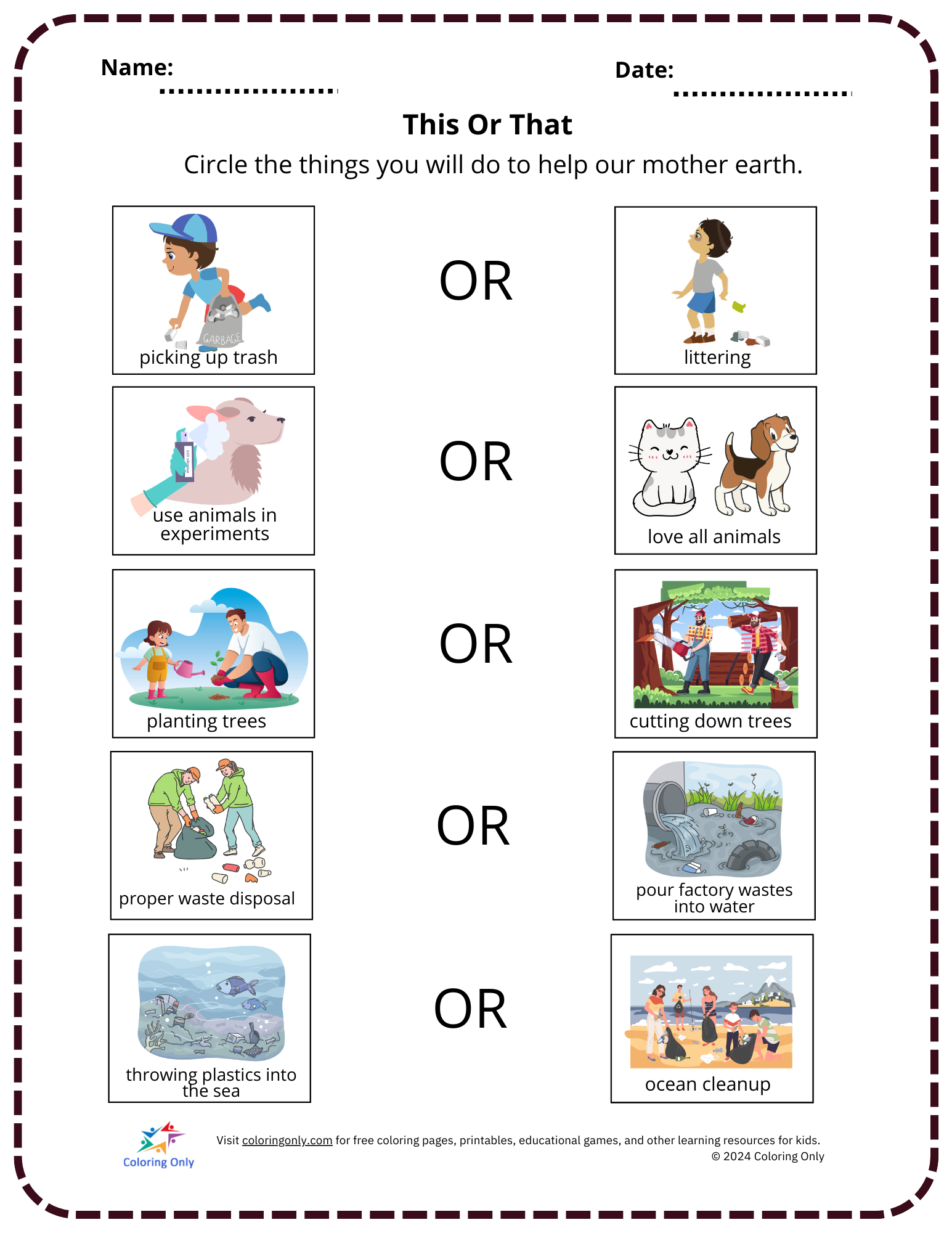 This Or That Free Printable Worksheet