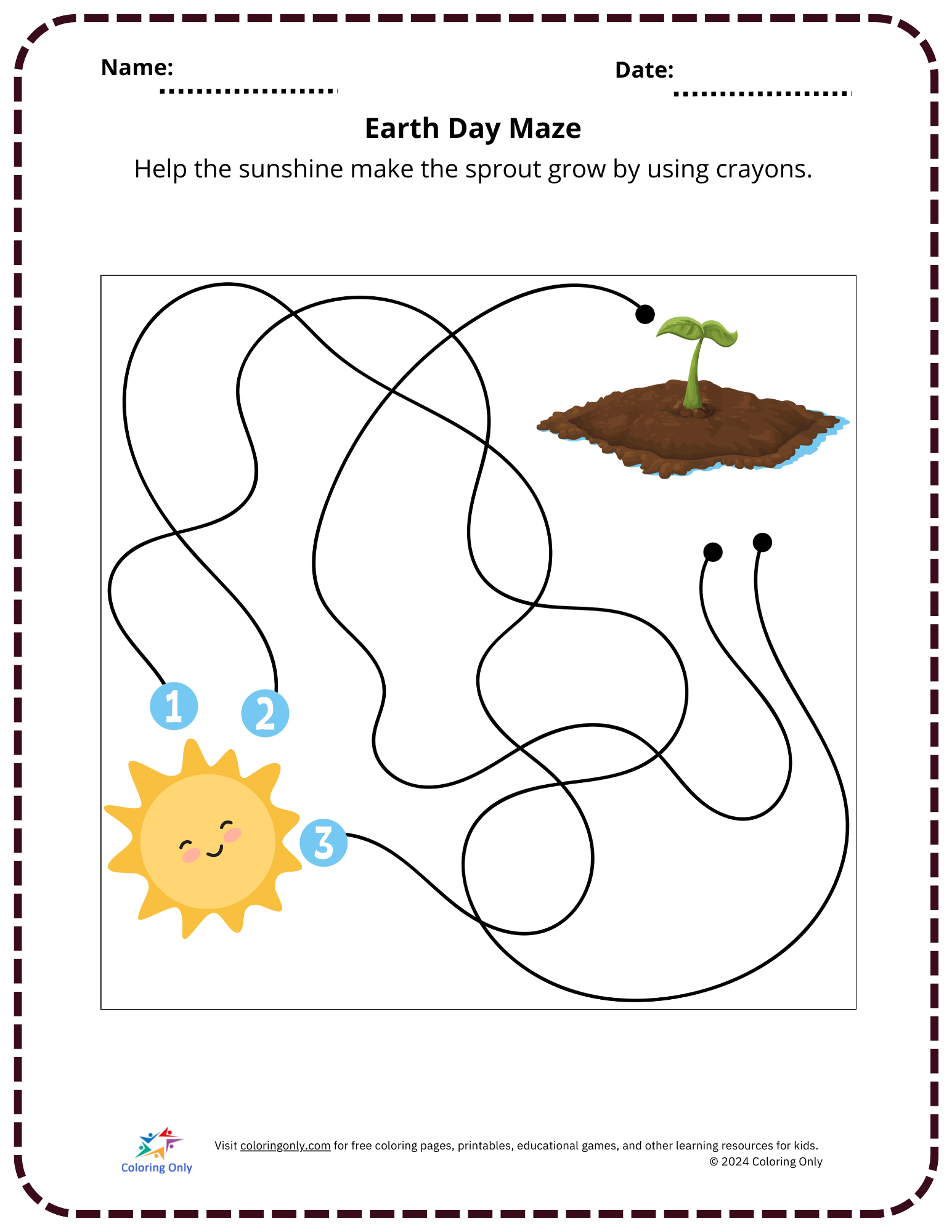 Earth Day Maze Free Printable Worksheet