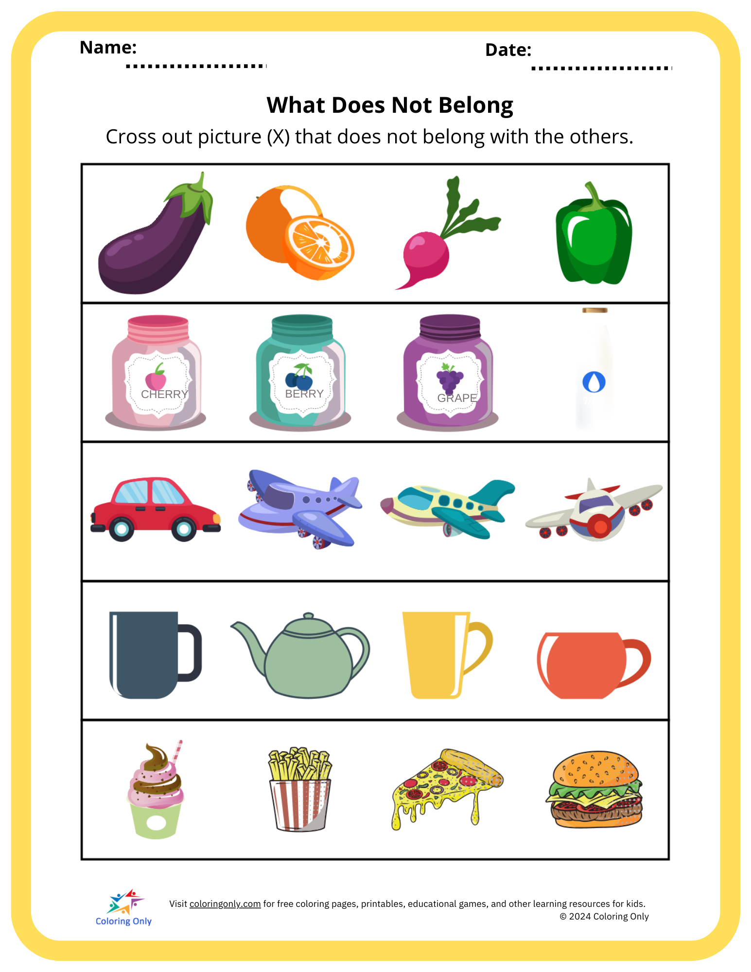 What Does Not Belong Free Printable Worksheet