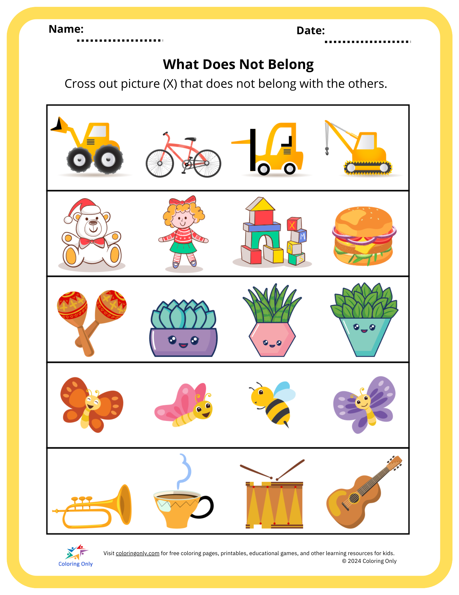 What Does Not Belong Free Printable Worksheet