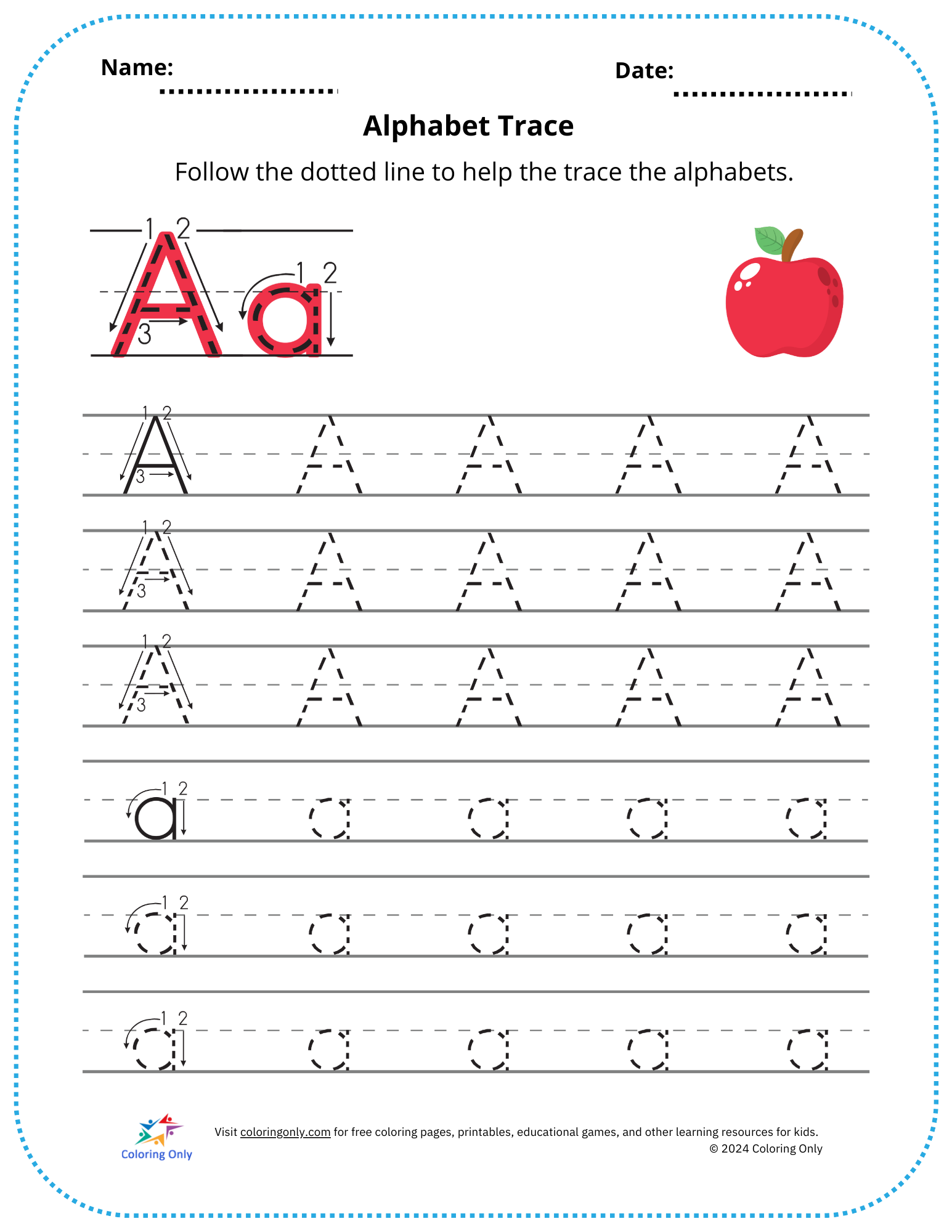 Free Printable Alphabet Trace Sheets More Printables For Everyone