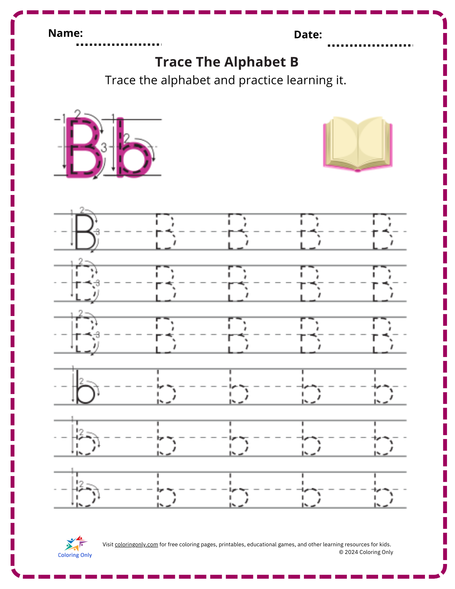 Trace The Alphabet B Free Printable Worksheet