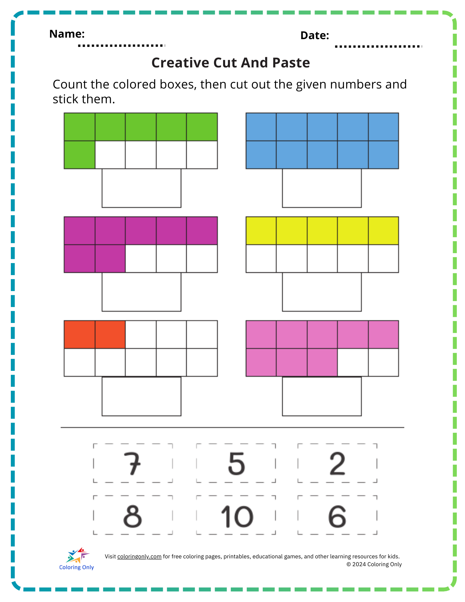 Creative Cut And Paste Free Printable Worksheet