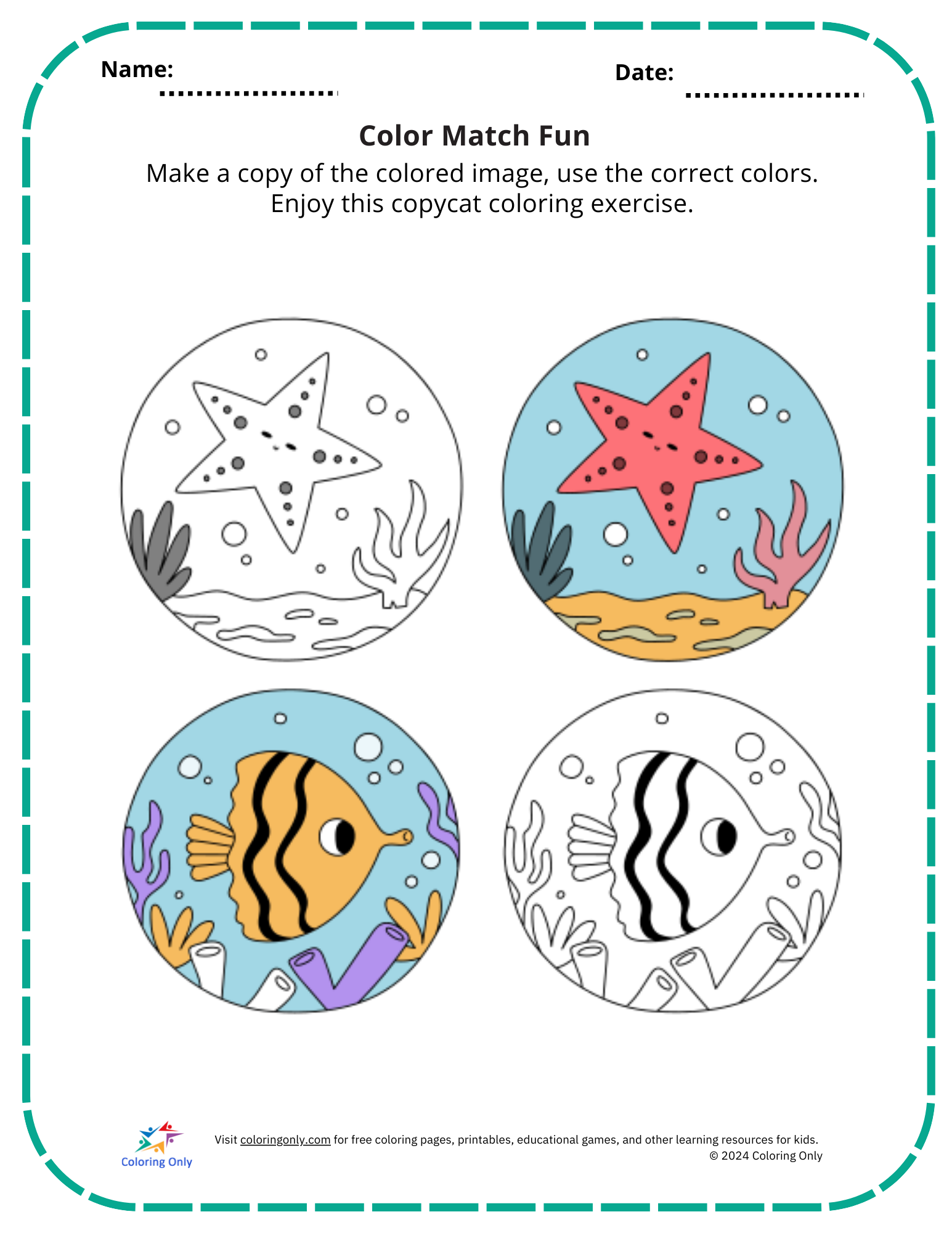 Color Match Fun Free Printable Worksheet