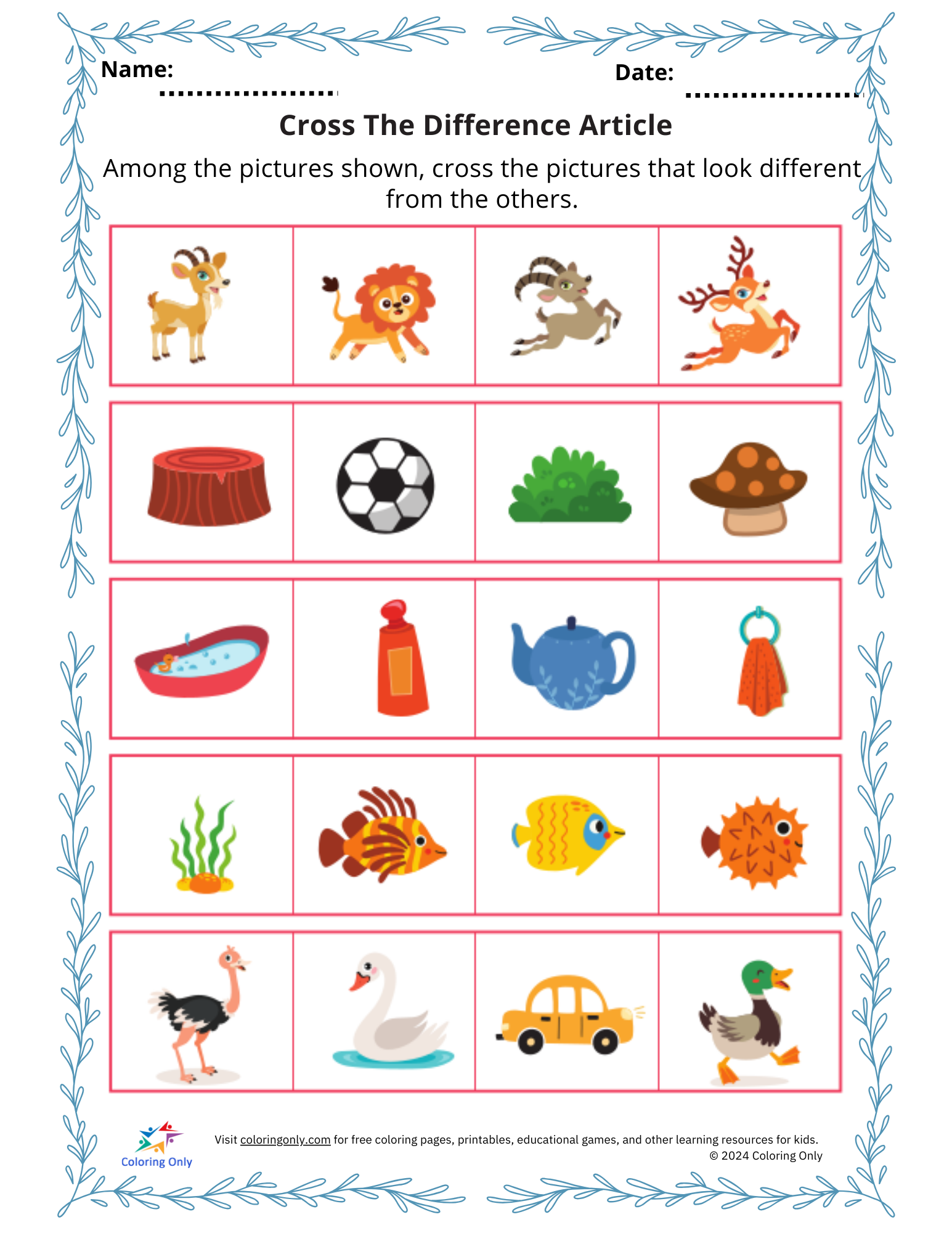 Cross The Difference Article Free Printable Worksheet