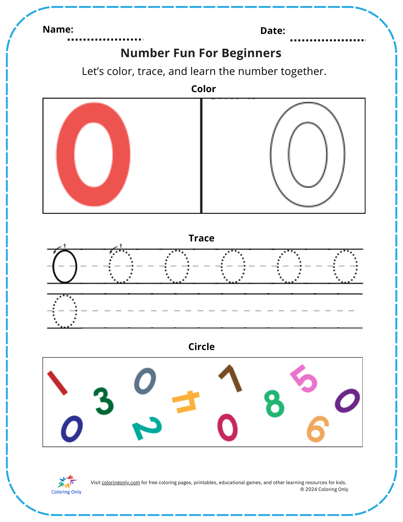 Number Fun For Beginners Free Printable Worksheet