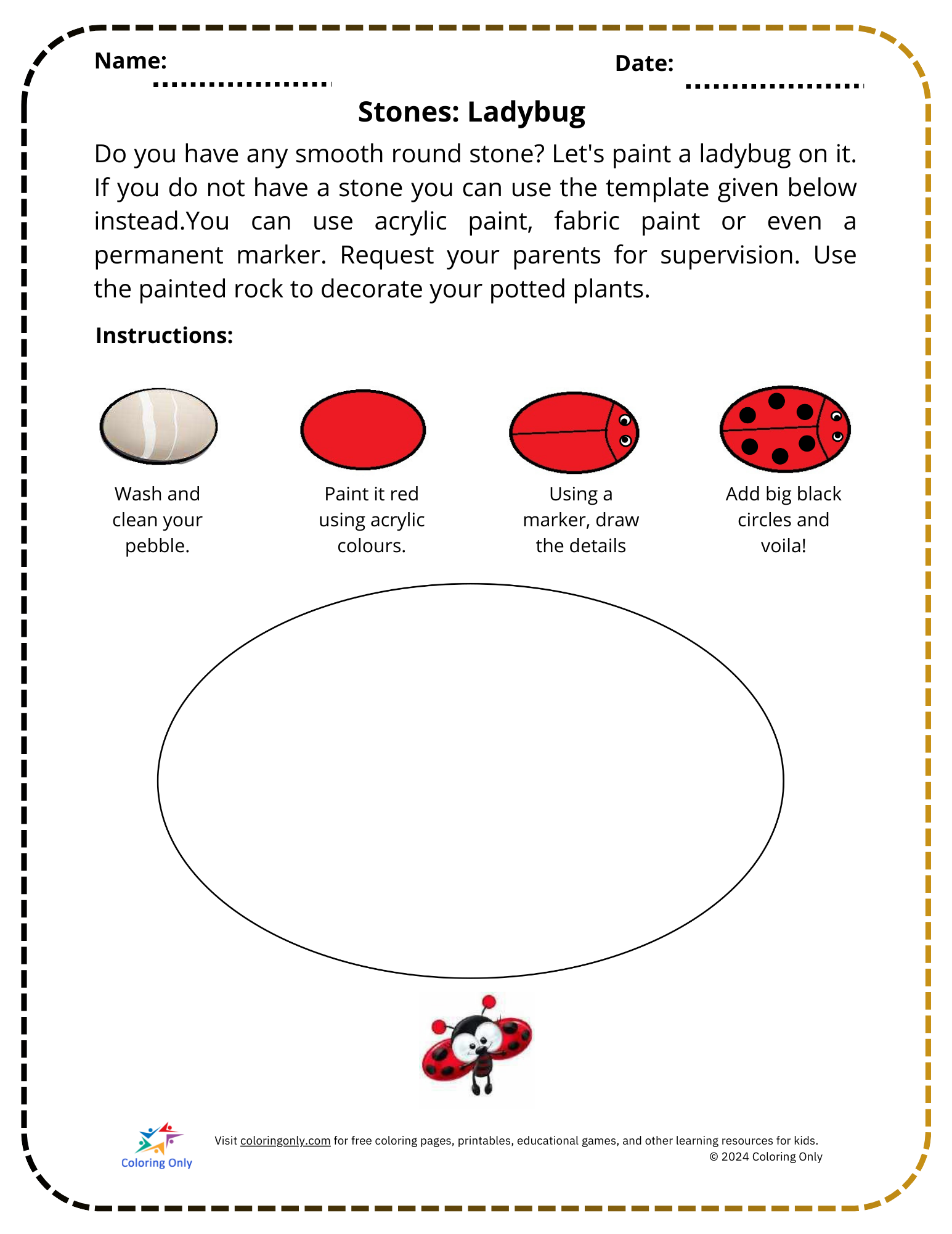 Stones: Ladybug Free Printable Worksheet