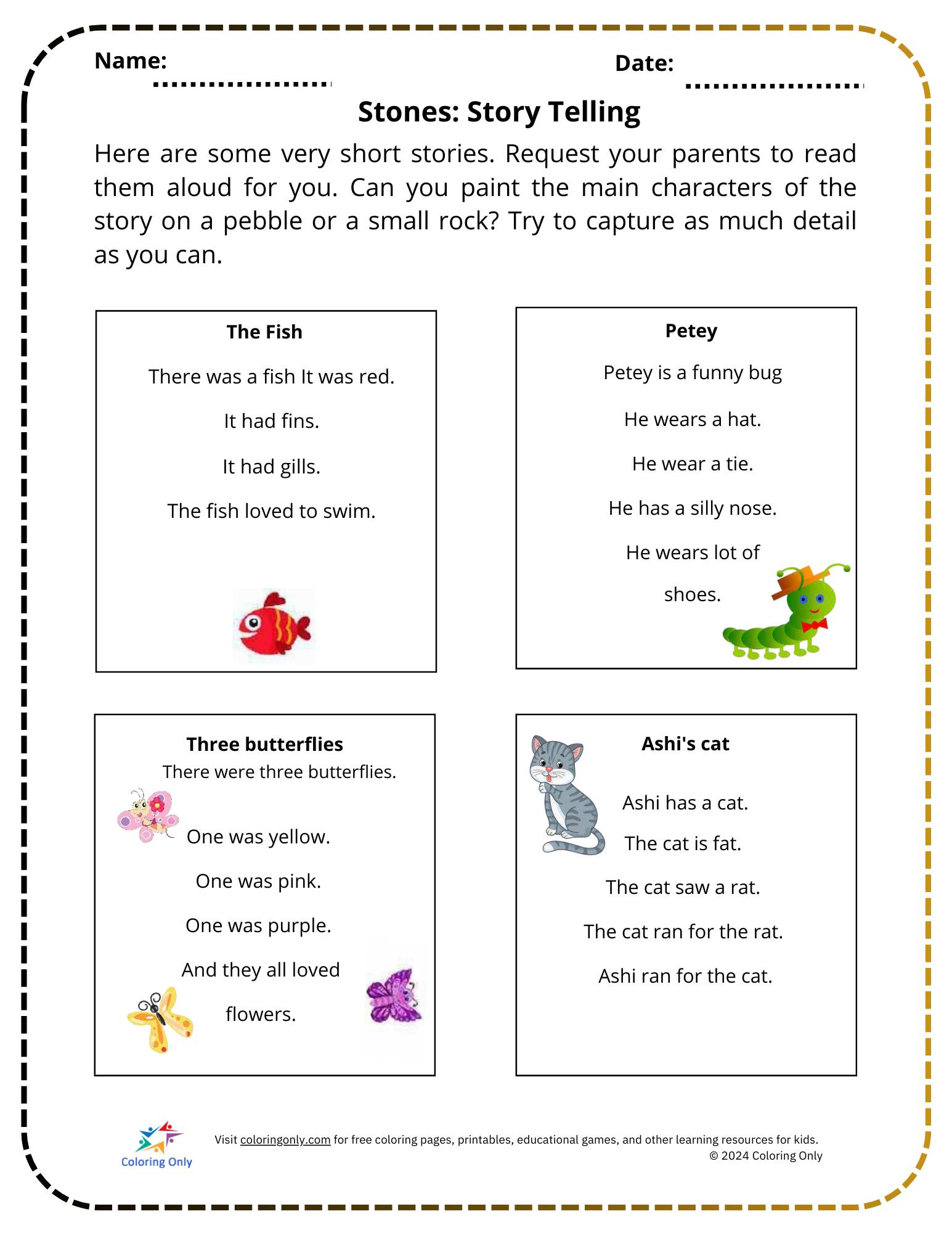 Stones: Story Telling Free Printable Worksheet