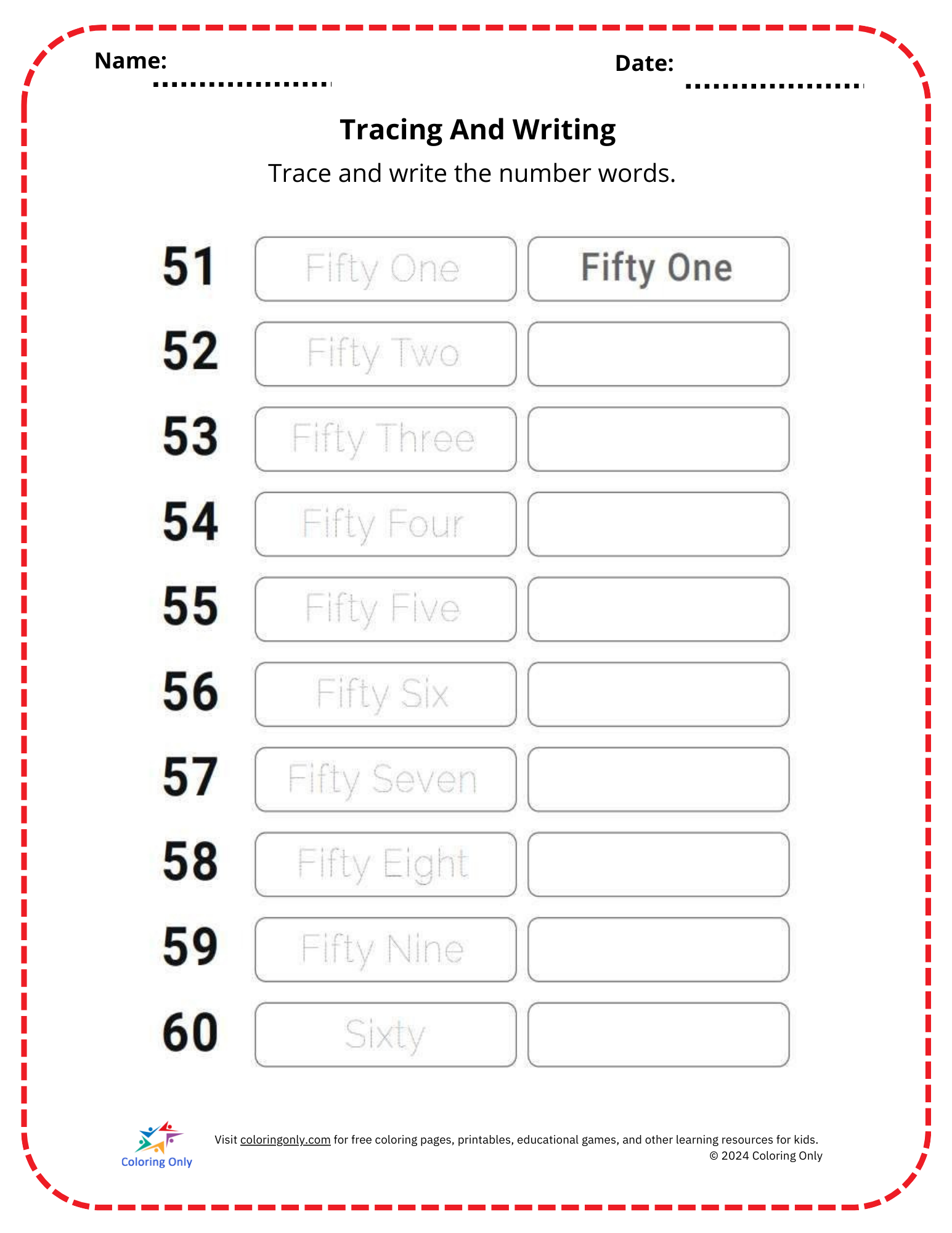 Tracing And Writing Free Printable Worksheet