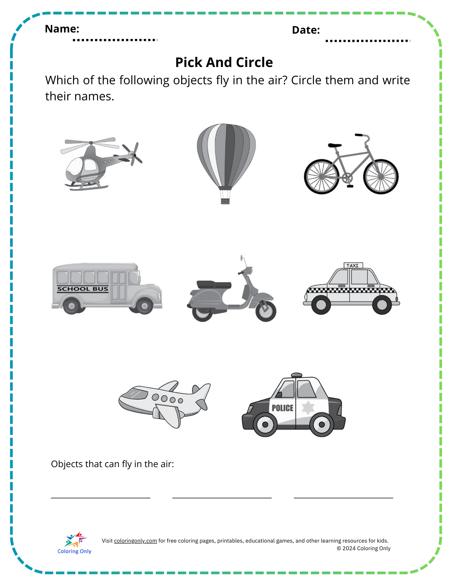 Pick And Circle Free Printable Worksheet