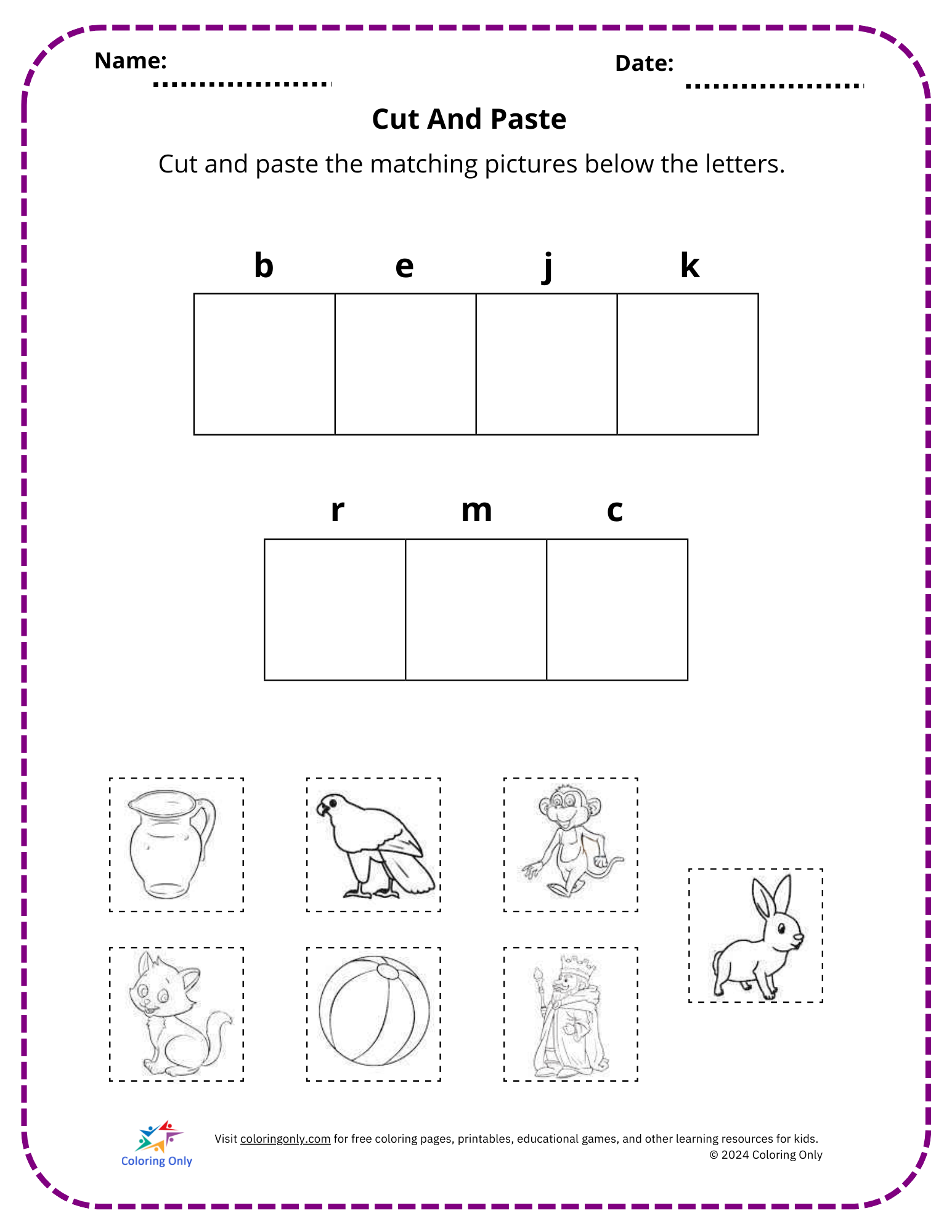 Cut And Paste Free Printable Worksheet