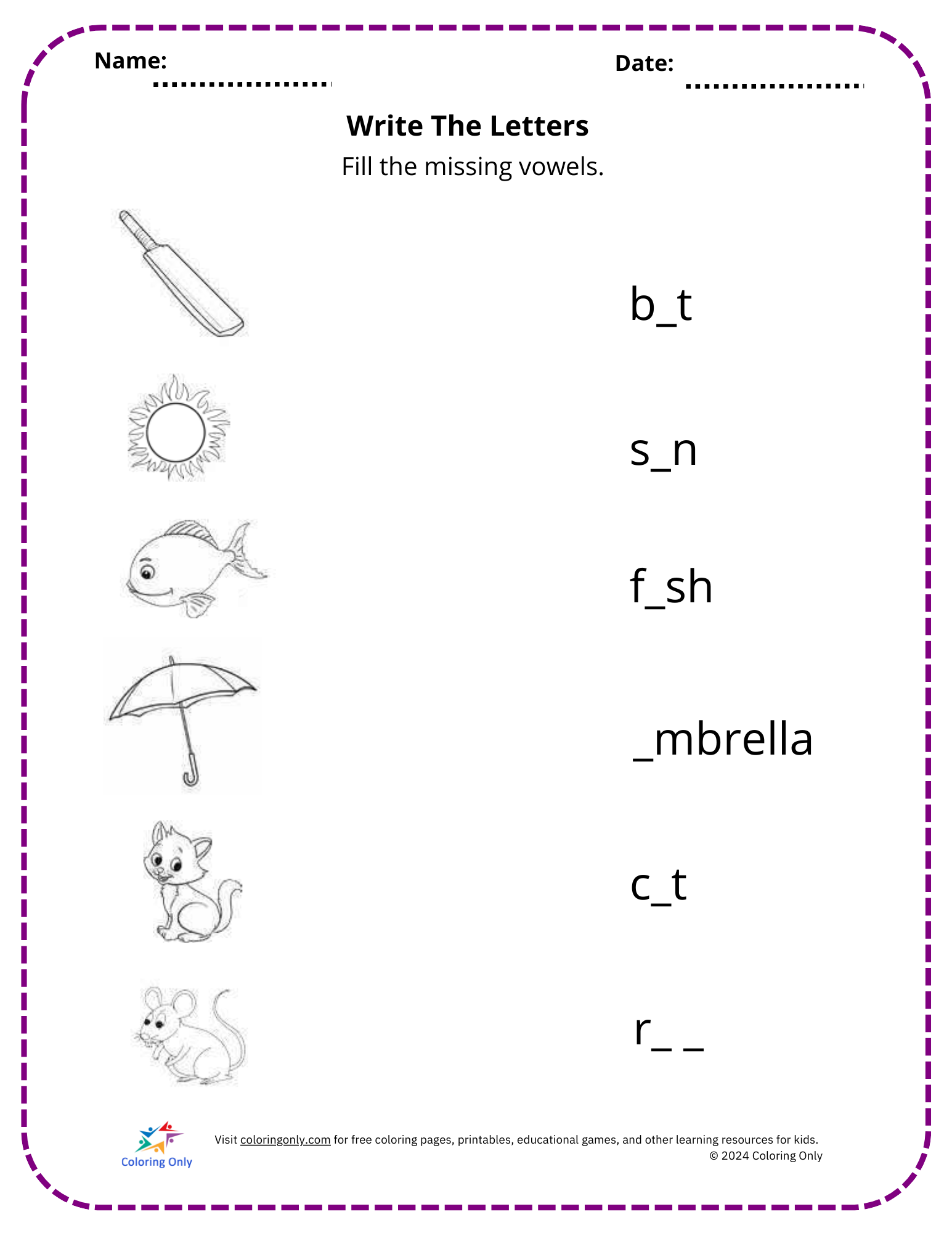 Write The Letters Free Printable Worksheet