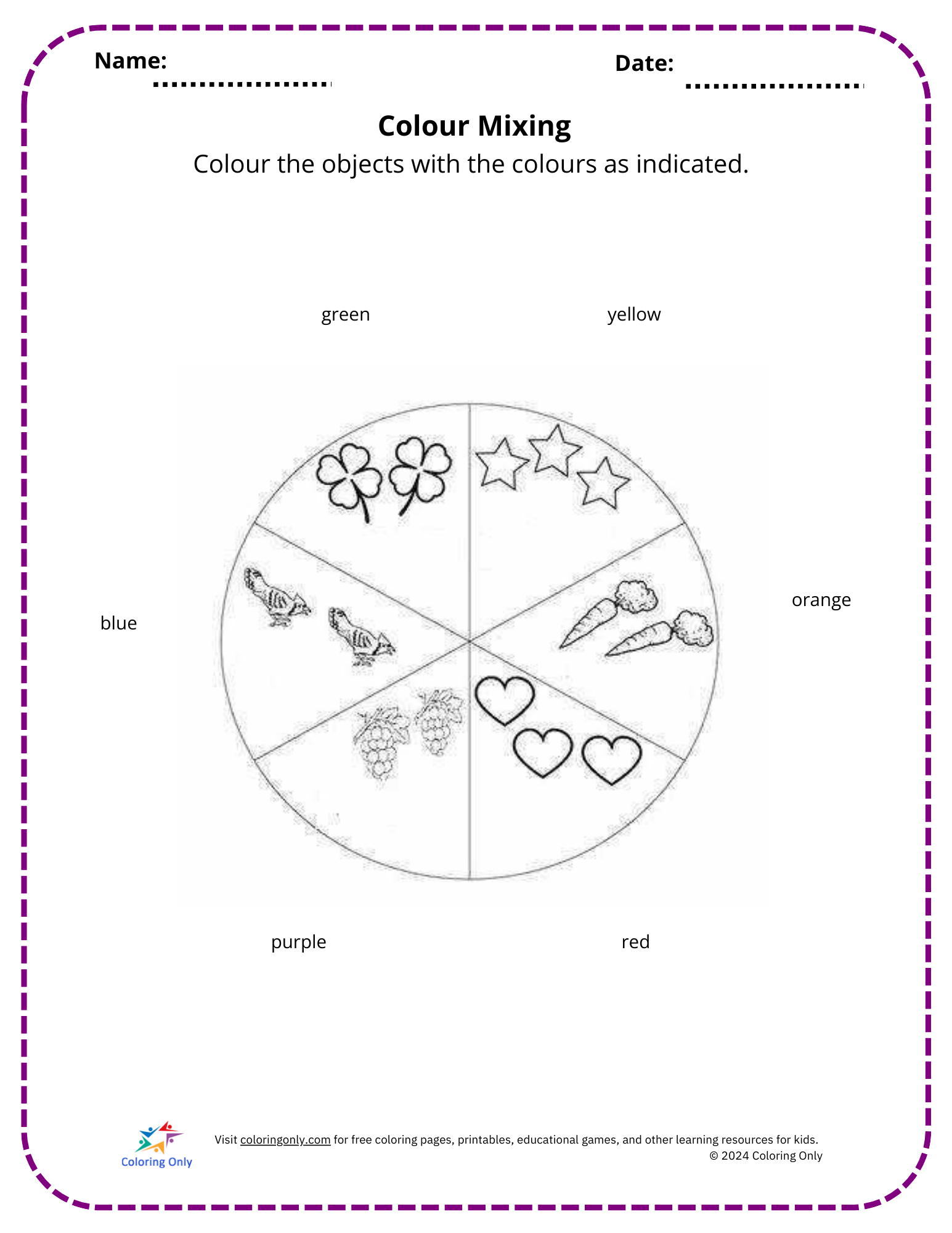 Colour Mixing Free Printable Worksheet