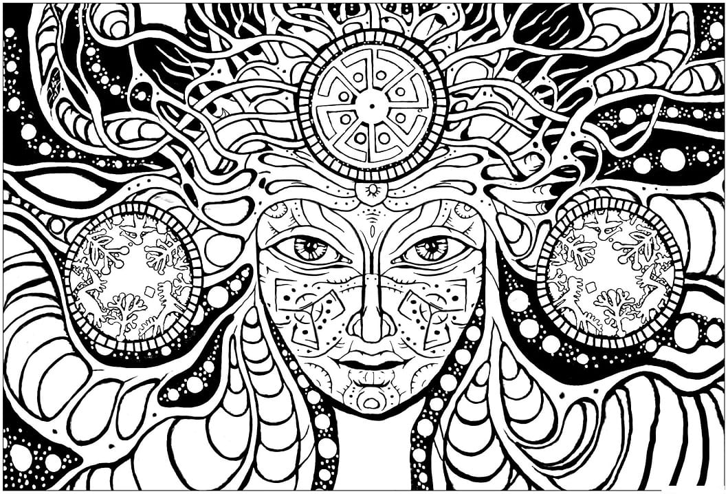 psychedelic femme coloring page free printable coloring pages for kids