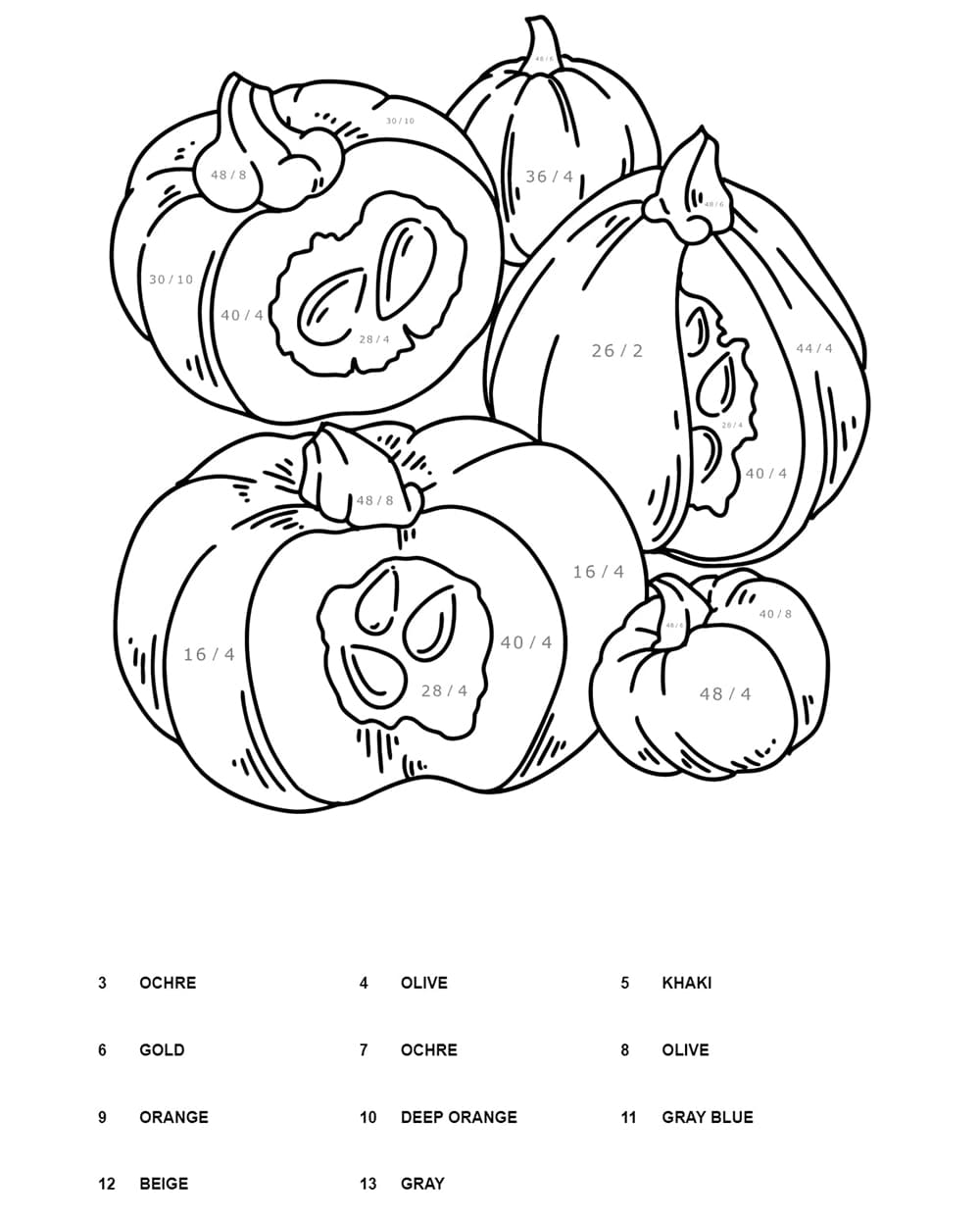 Pumpkins Division Color by Number