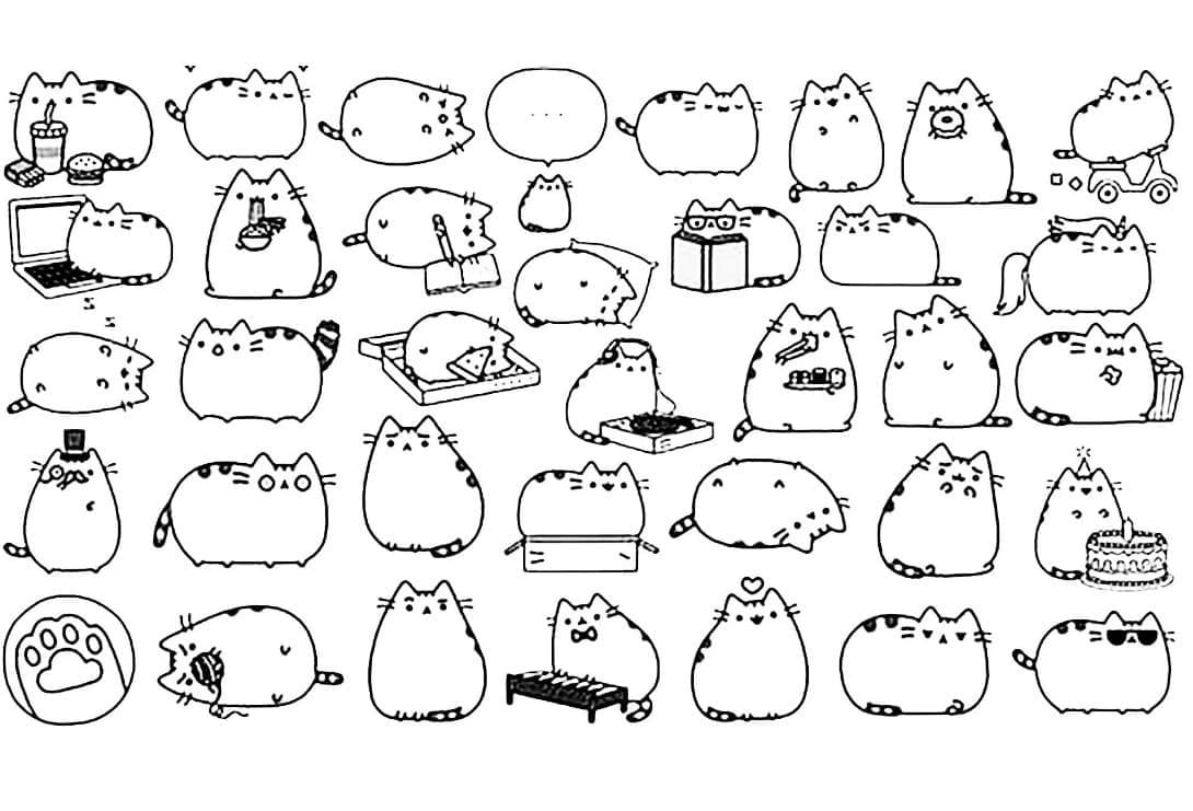 Fast Foods Pusheen Cats Coloring Page - Free Printable Coloring Pages ...