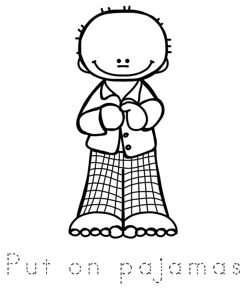Put On Pajamas Coloring Page - Free Printable Coloring Pages for Kids
