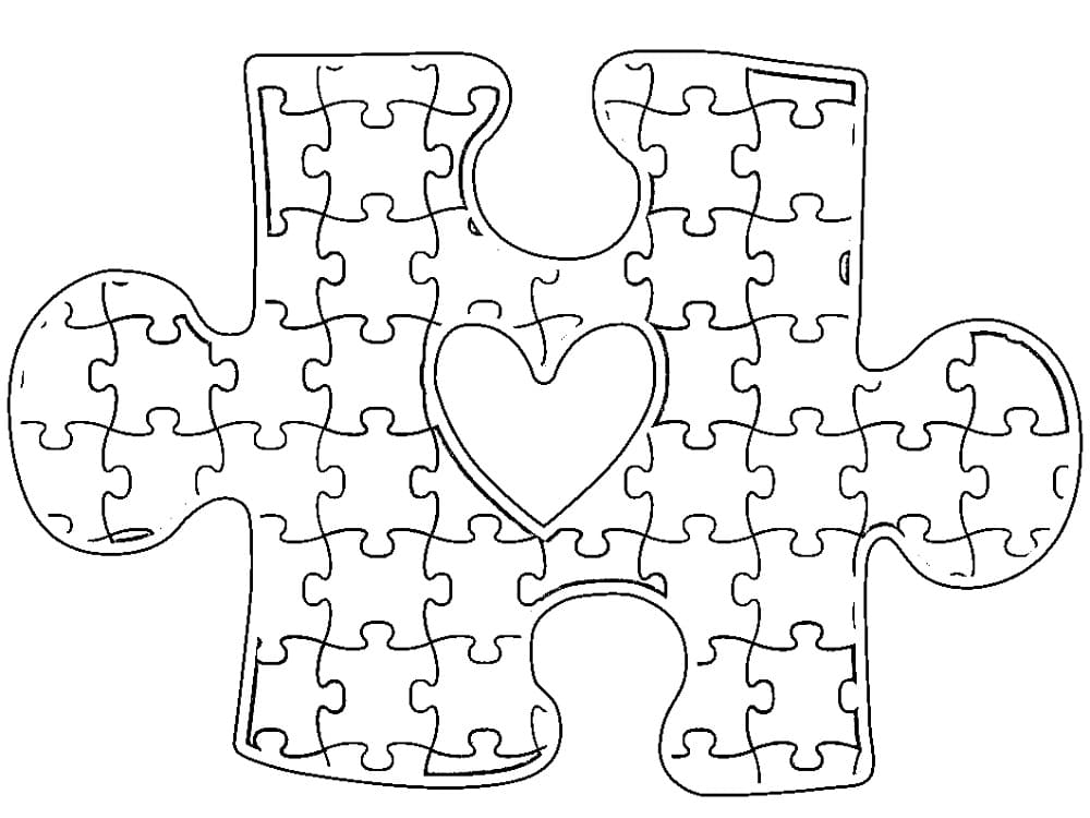 Autism Awareness Puzzle Pieces Heart Coloring Page - Free Printable