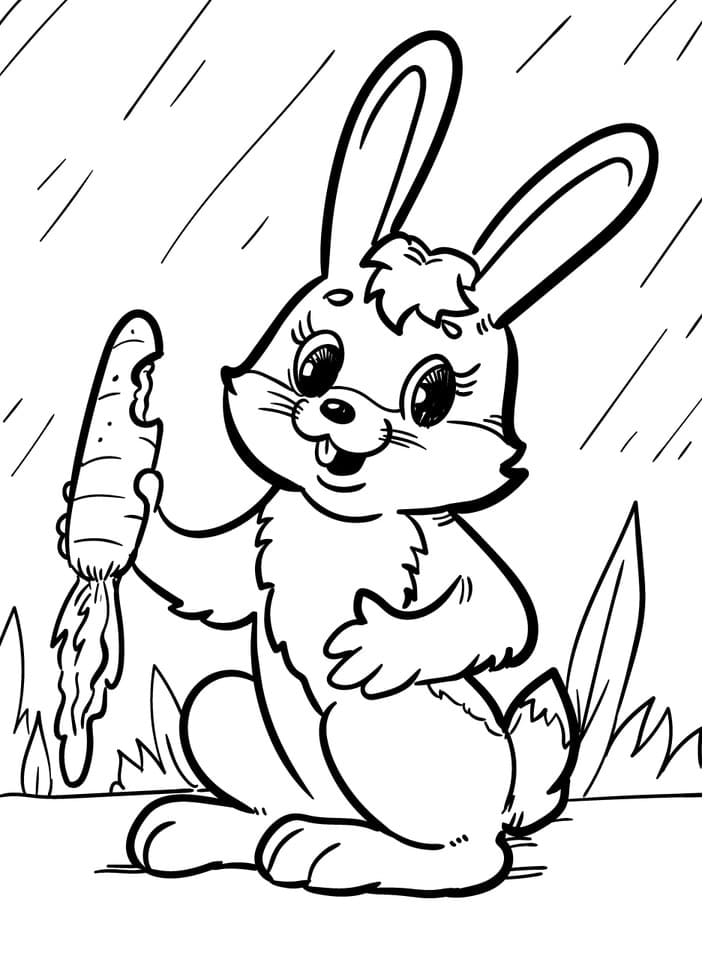 Printable Rabbit With Carrot Pdf Coloring Page Easter - vrogue.co