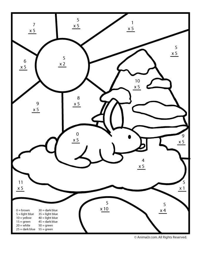 Globe Multiplication Color By Number Coloring Page Free Printable 