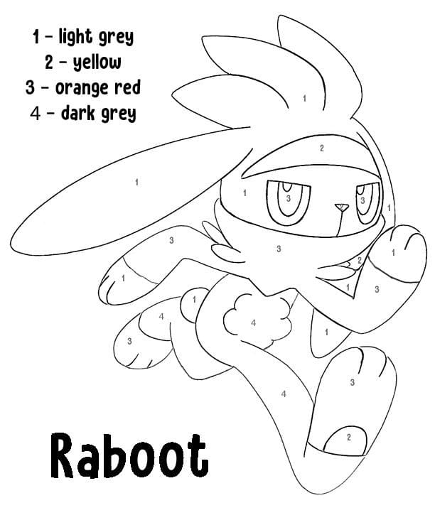 Raboot Pokemon Color By Number