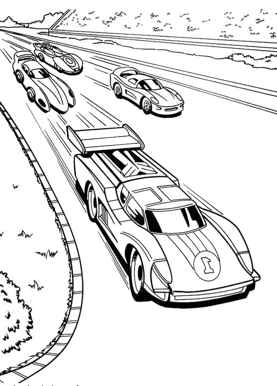 Race Cars Coloring Page - Free Printable Coloring Pages for Kids