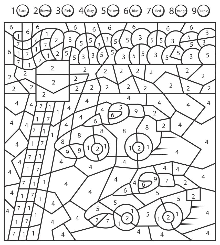 Racing Cars Color by Number Coloring Page   Free Printable ...