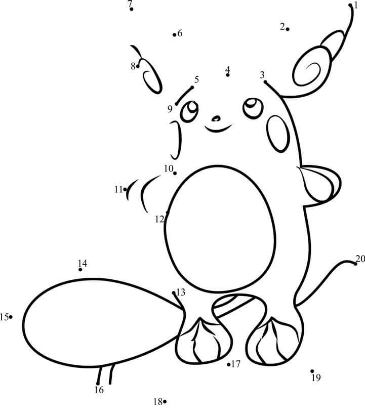 Raichu Pokemon Dot To Dot Coloring Page Free Printable Coloring Pages For Kids