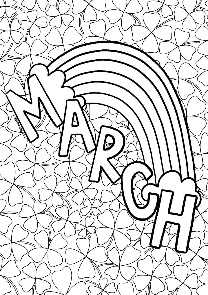 Rainbow And March Coloring Page Free Printable Coloring Pages For Kids
