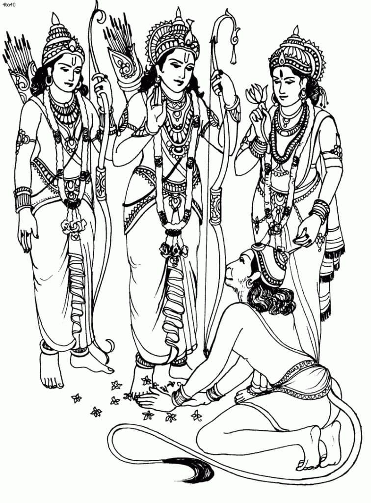 Rama Laxman Sita and Hanuman