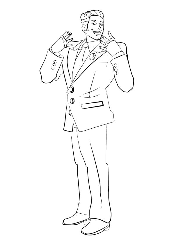Redd White from Ace Attorney Coloring Page - Free Printable Coloring