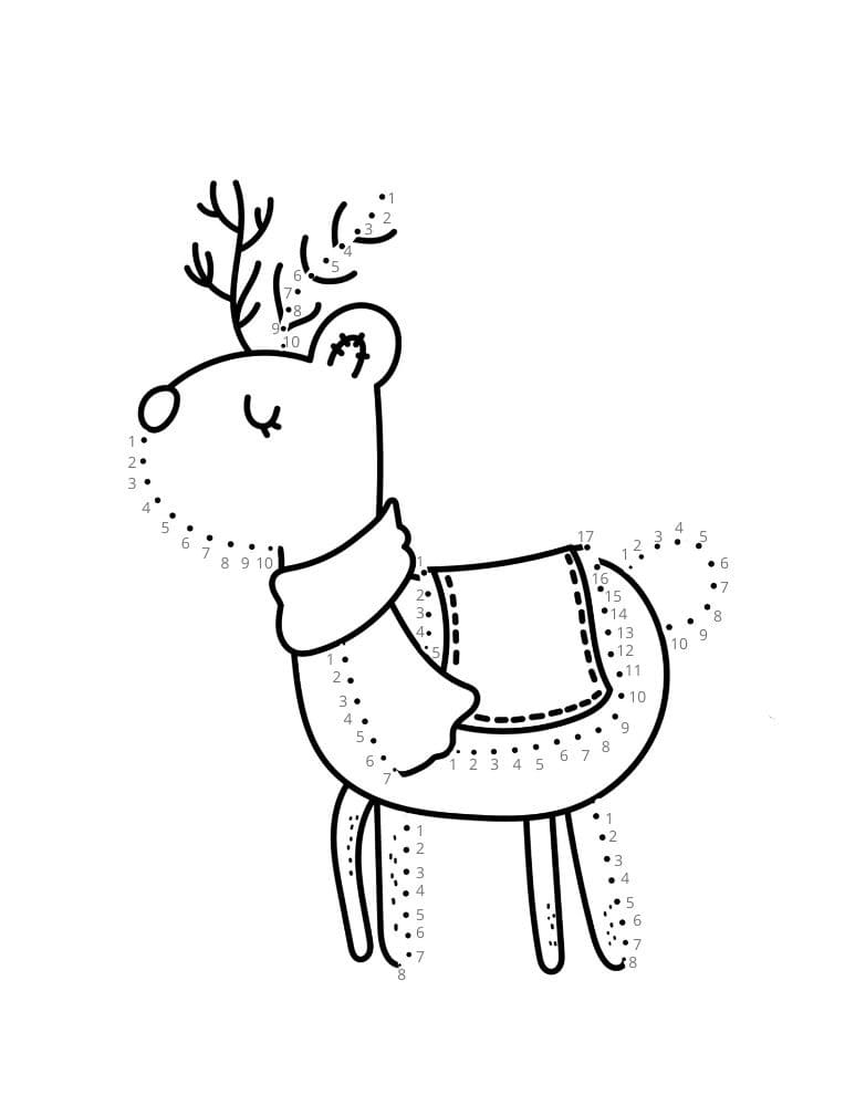 Reindeer Dot to Dots Free