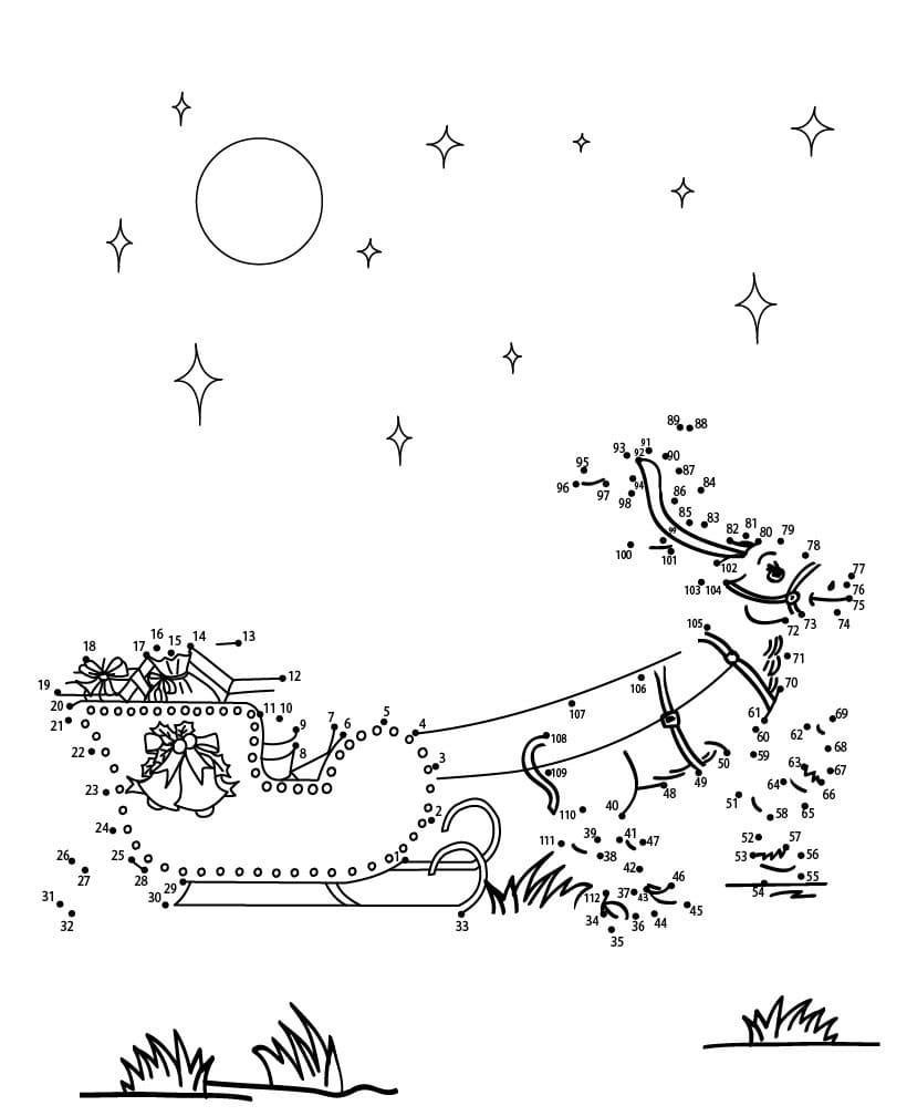 Reindeer and Sleigh Dot to Dots